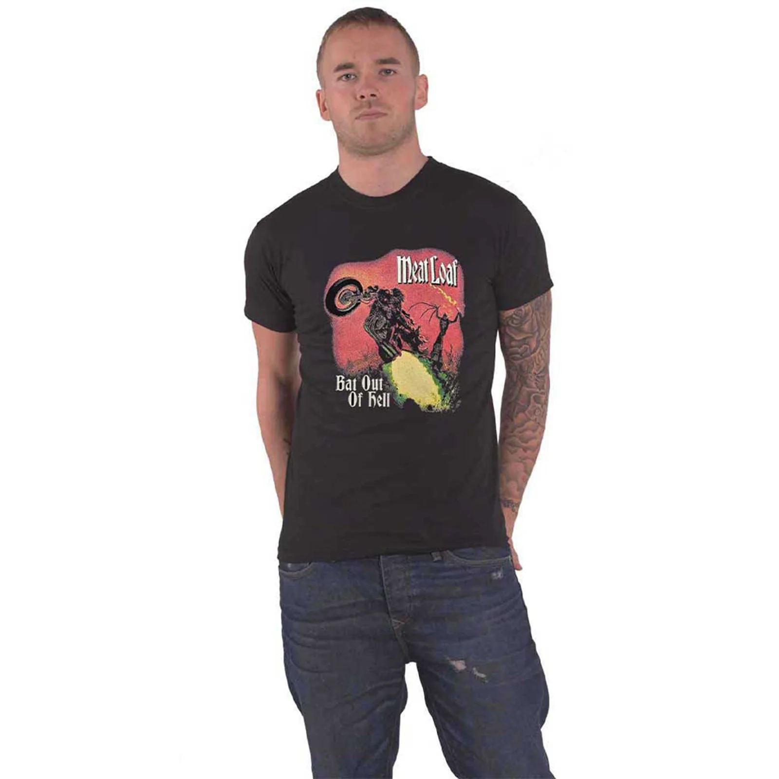 MEAT LOAF - BAT OUT OF HELL COVER - T-Shirt Black (Back Print) - Image 3
