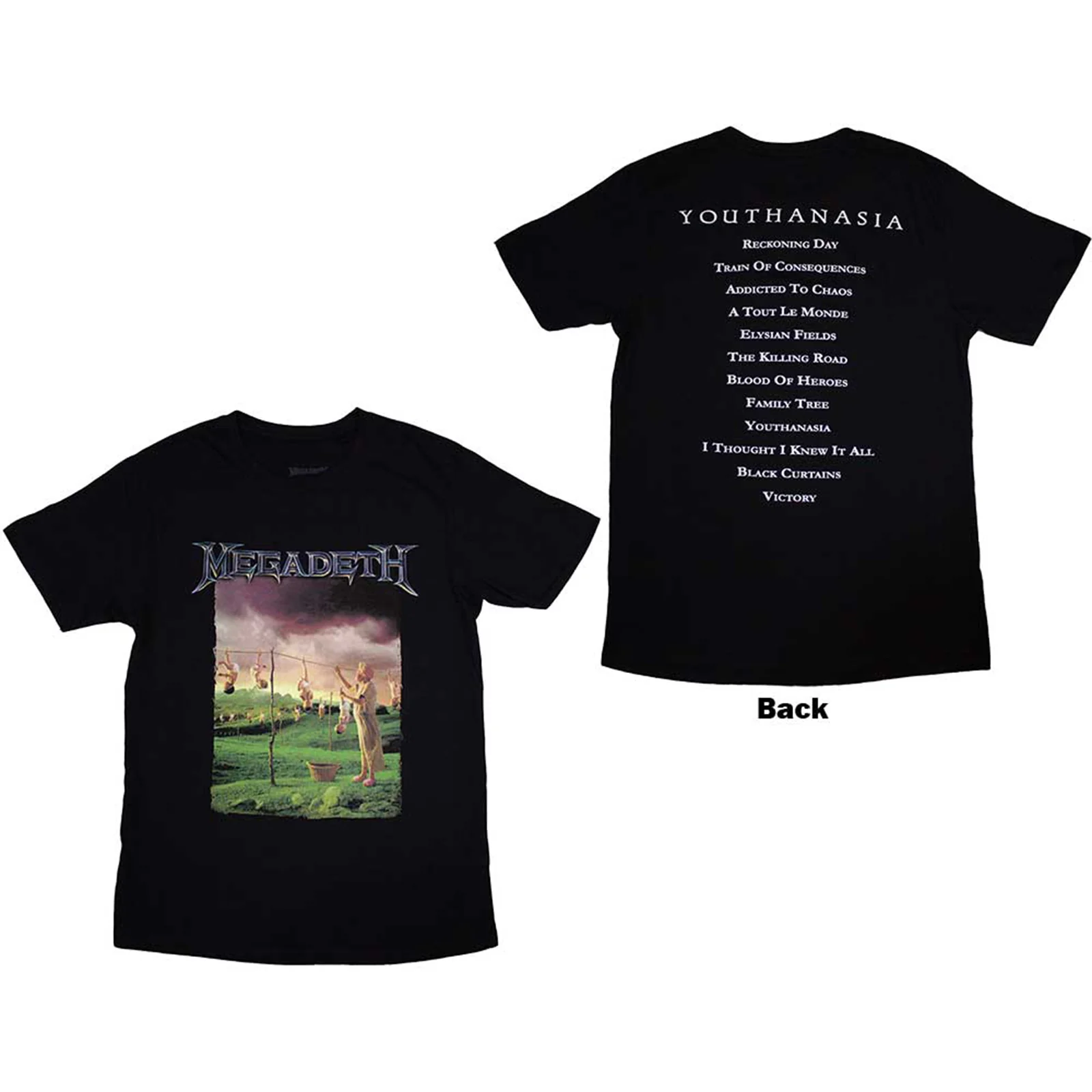 MEGADETH - YOUTHANASIA TRACKLIST - T-Shirt Black (Back Print)