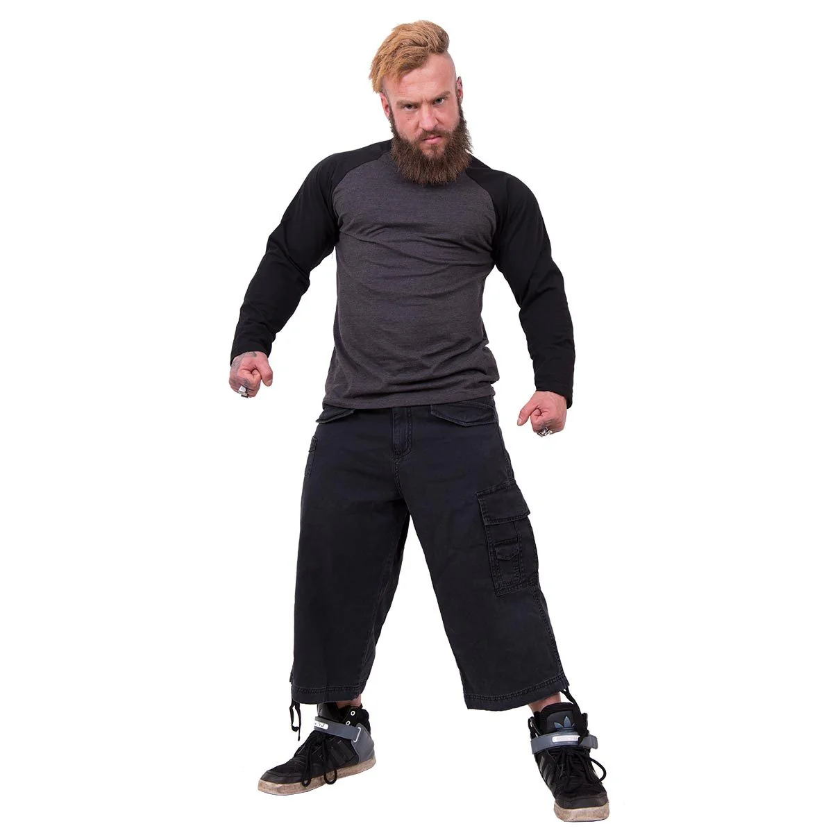 METAL STREETWEAR - Vintage Cargo Shorts 3/4 Long Black - Image 3