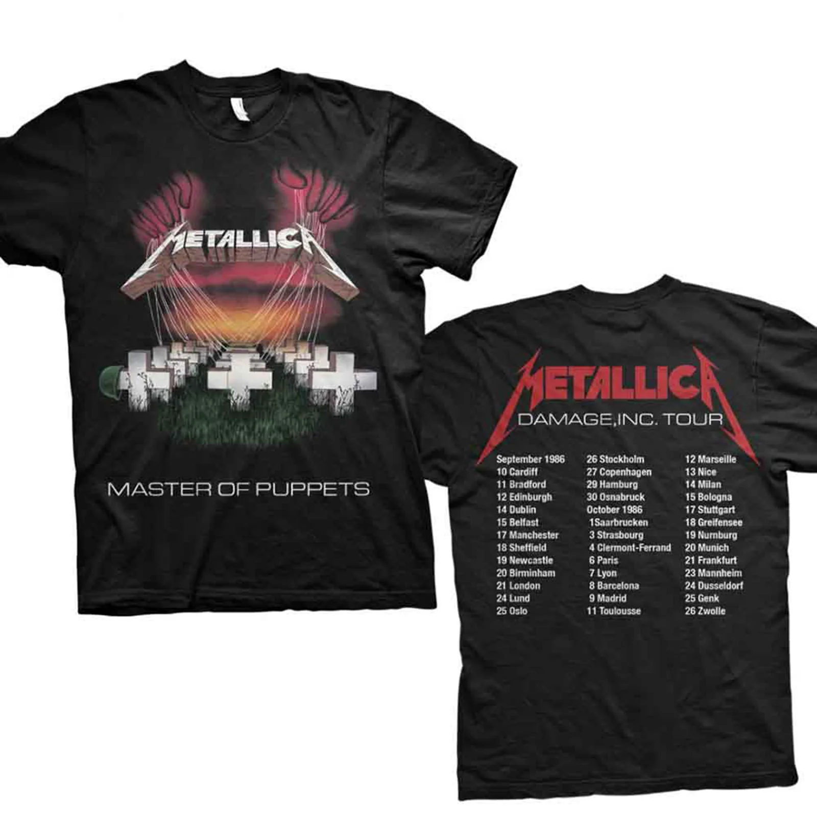 METALLICA - MASTER OF PUPPETS EUROPEAN TOUR '86. - T-Shirt Black (Back Print) - Image 2