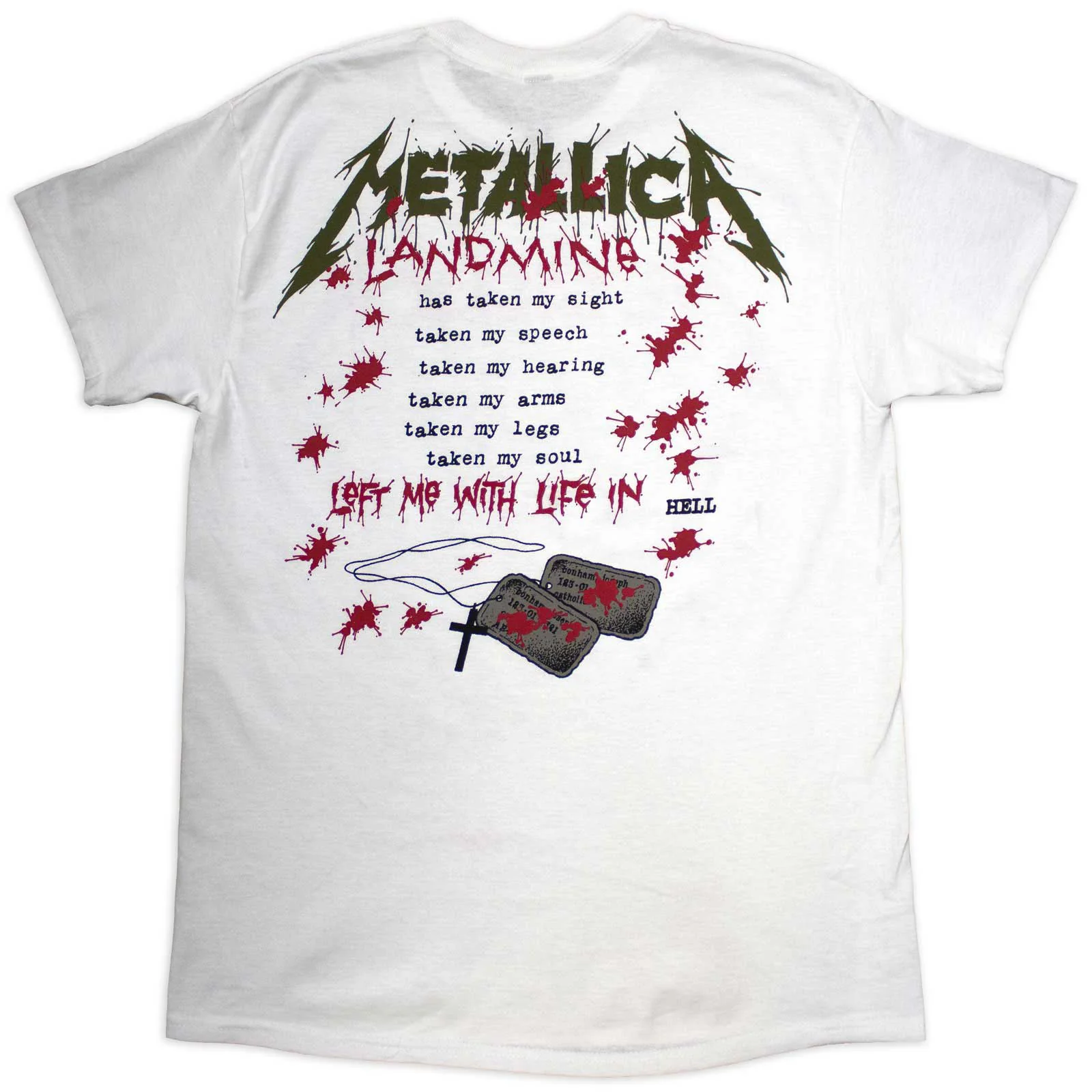 METALLICA - ONE LANDMINE - T-Shirt White (Back Print) - Image 2