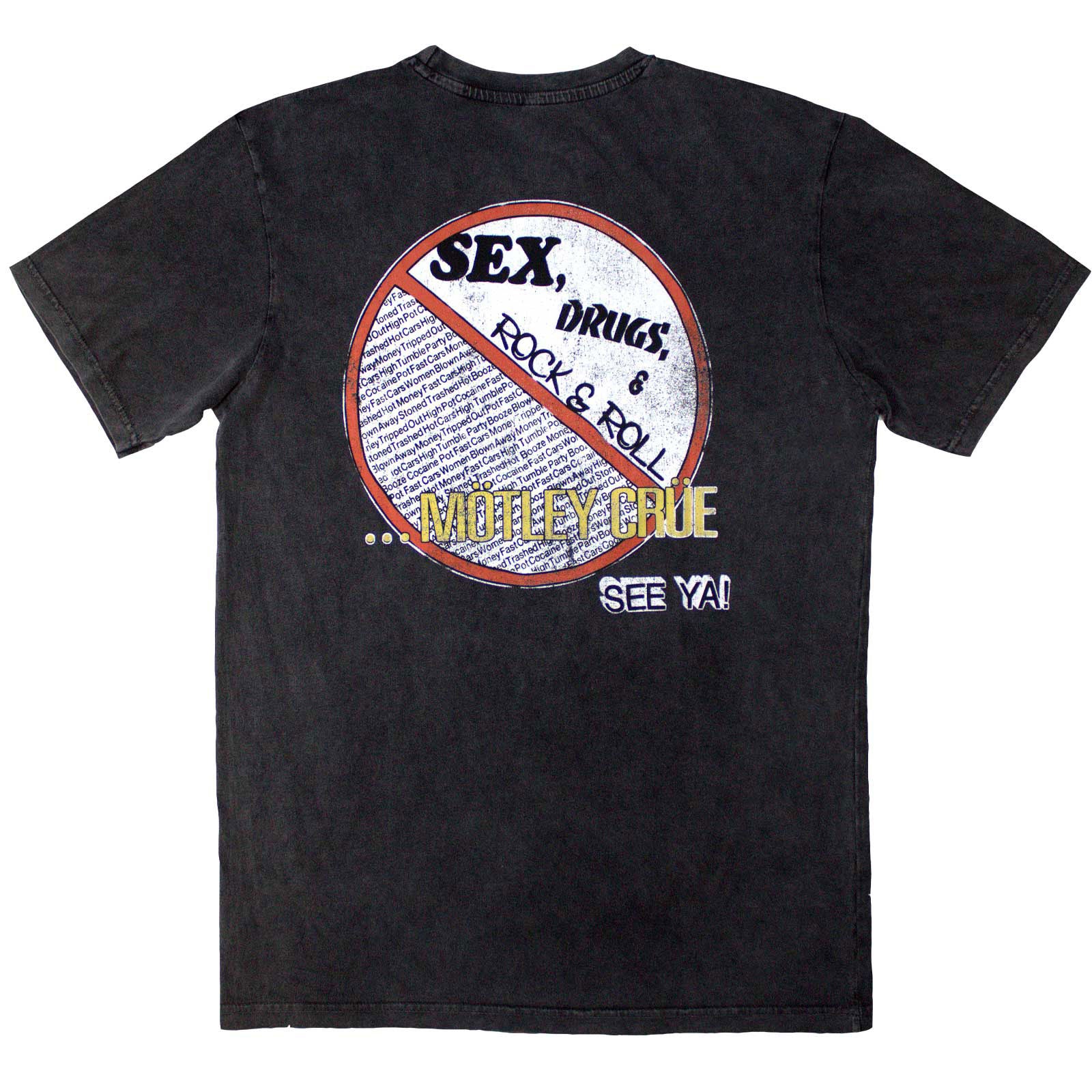 MOTLEY CRUE - NO FUN TOUR '84 - Stone Wash T-Shirt Grey (Back Print) - Image 2