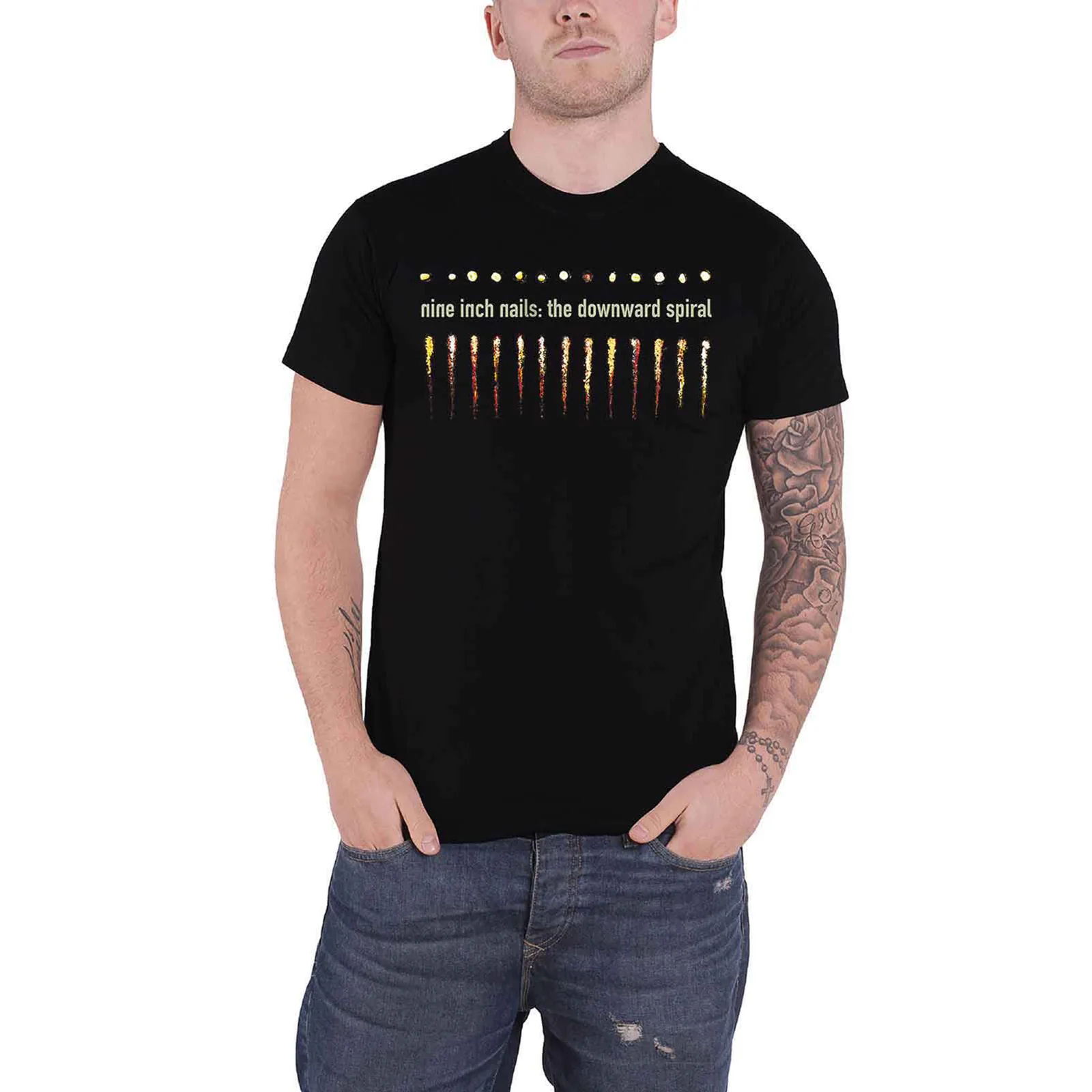 NINE INCH NAILS - DOWNWARD SPIRAL - T-Shirt Black (Back Print) - Image 3