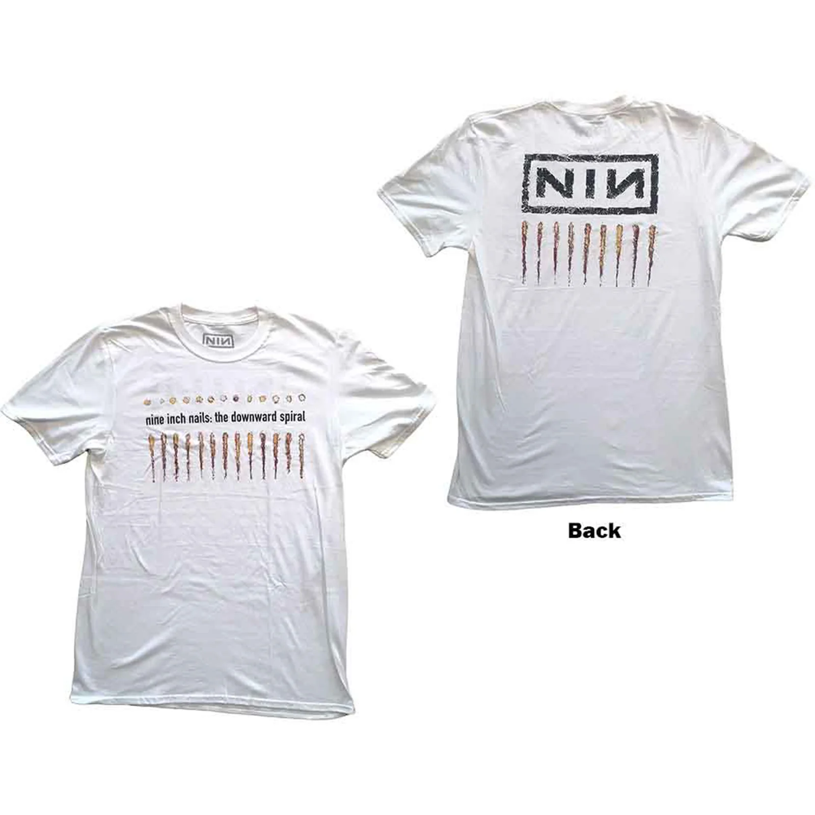NINE INCH NAILS - DOWNWARD SPIRAL - T-Shirt White (Back Print)