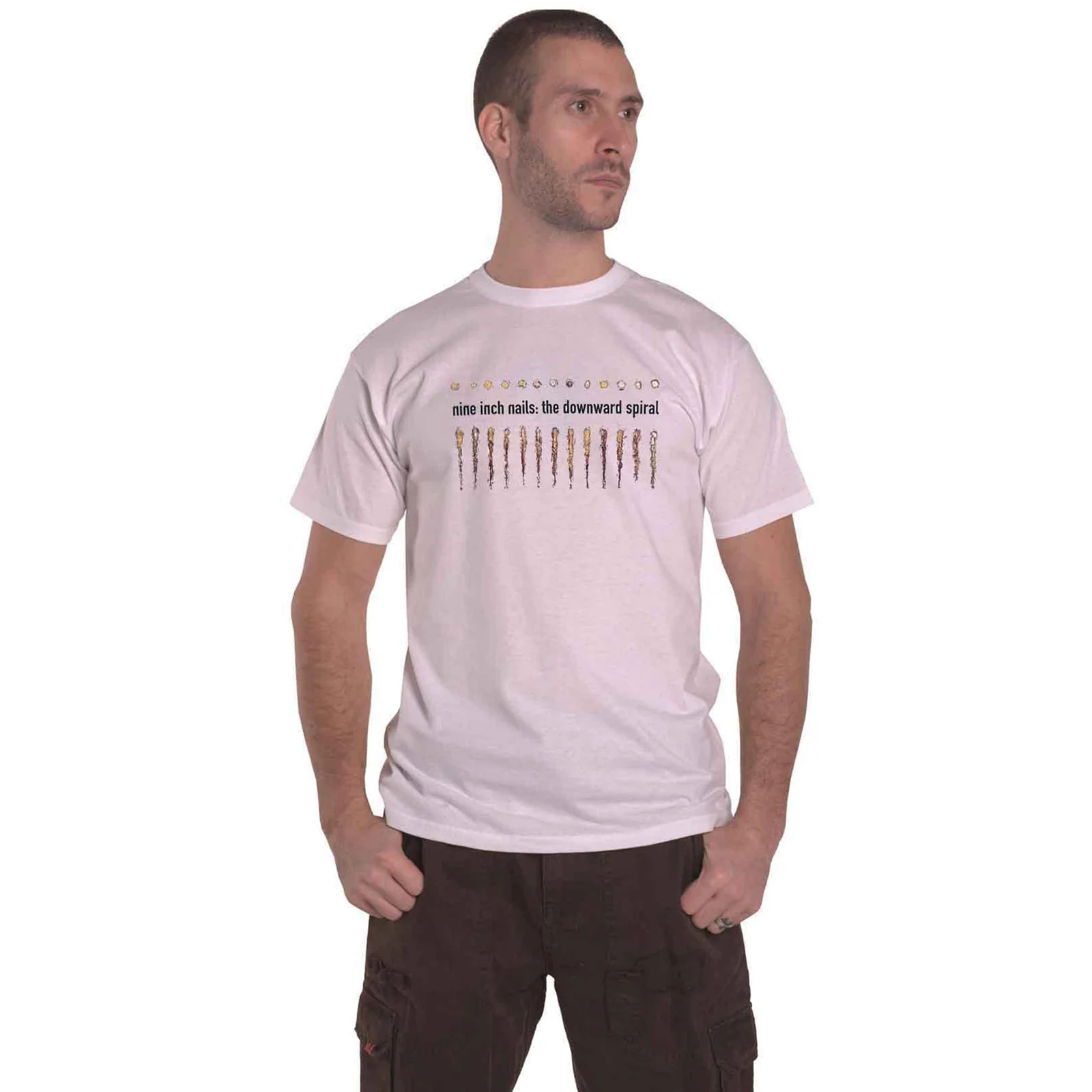 NINE INCH NAILS - DOWNWARD SPIRAL - T-Shirt White (Back Print) - Image 3