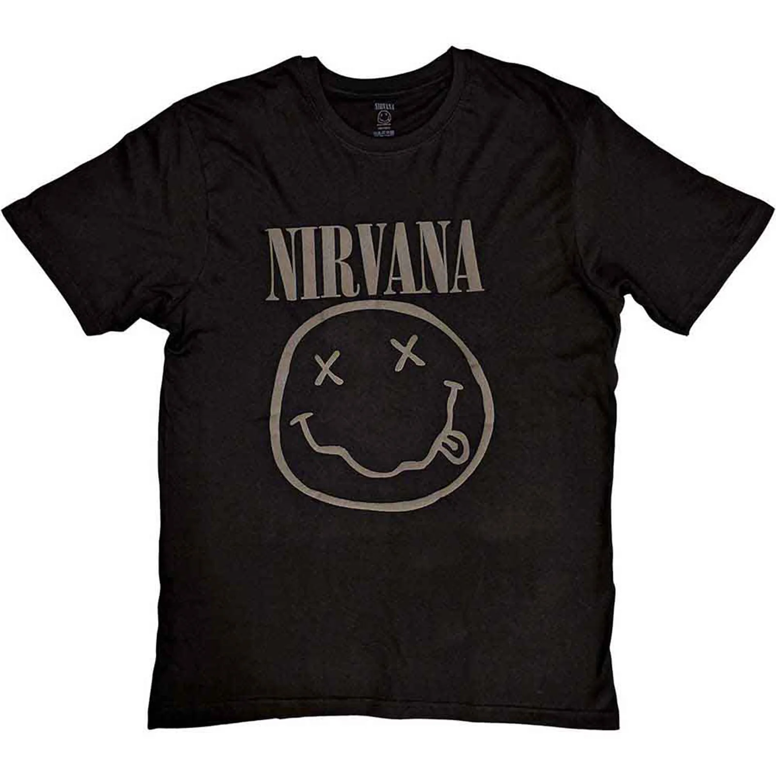 NIRVANA - BLACK HAPPY FACE - T-Shirt Black (Hi-Build)
