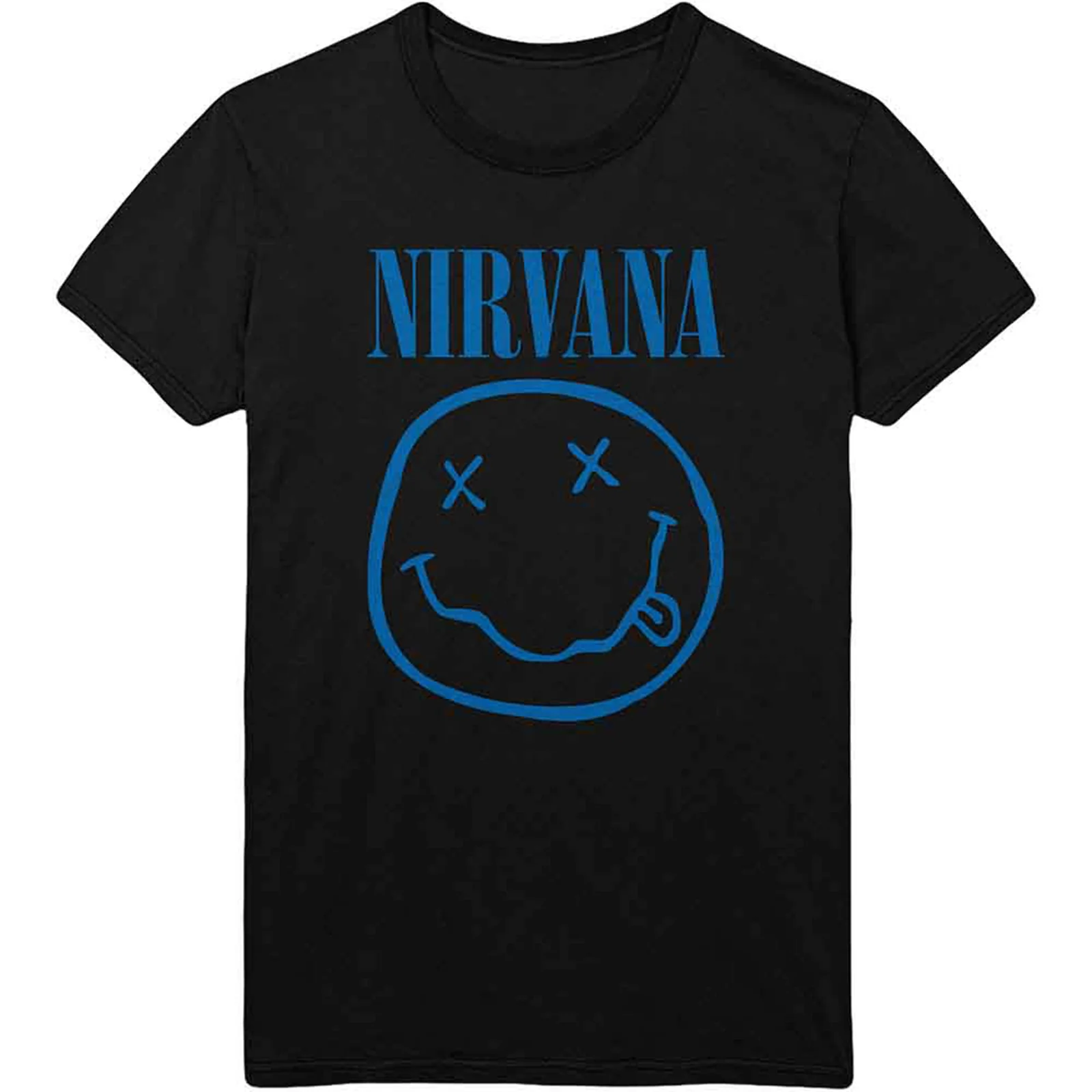NIRVANA - BLUE HAPPY FACE - T-Shirt Black