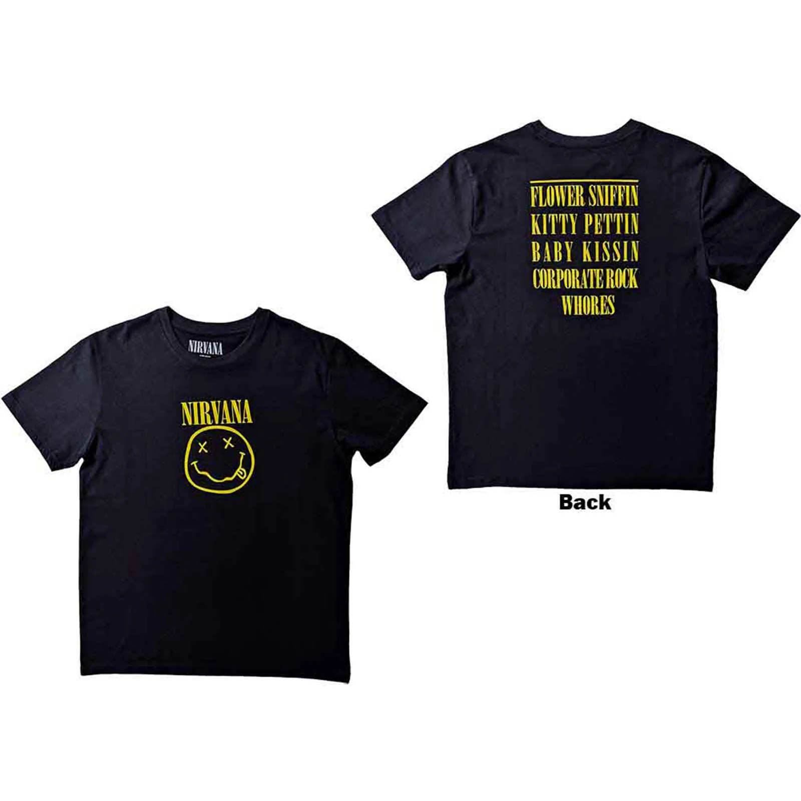 NIRVANA - FLOWER SNIFFIN - T-Shirt Black (Back Print)