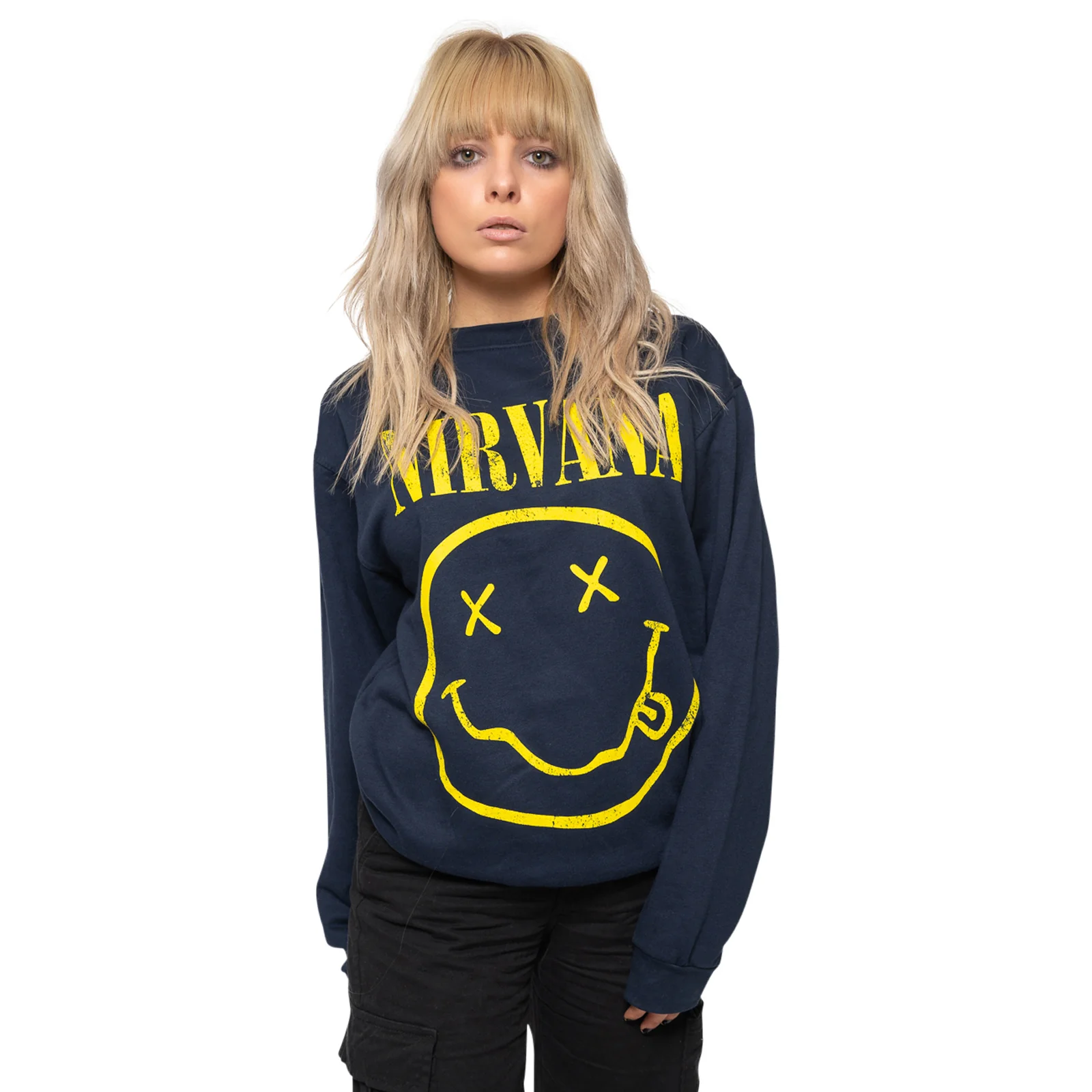 NIRVANA - YELLOW HAPPY FACE - Sweatshirt Blue - Image 2