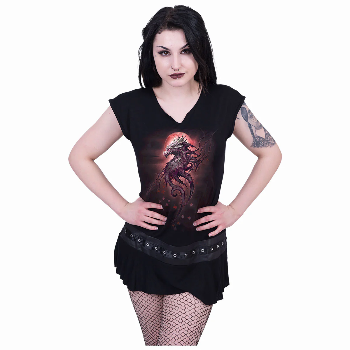 OAK DRAGON - Stud Waist Mini Dress Black - Image 2