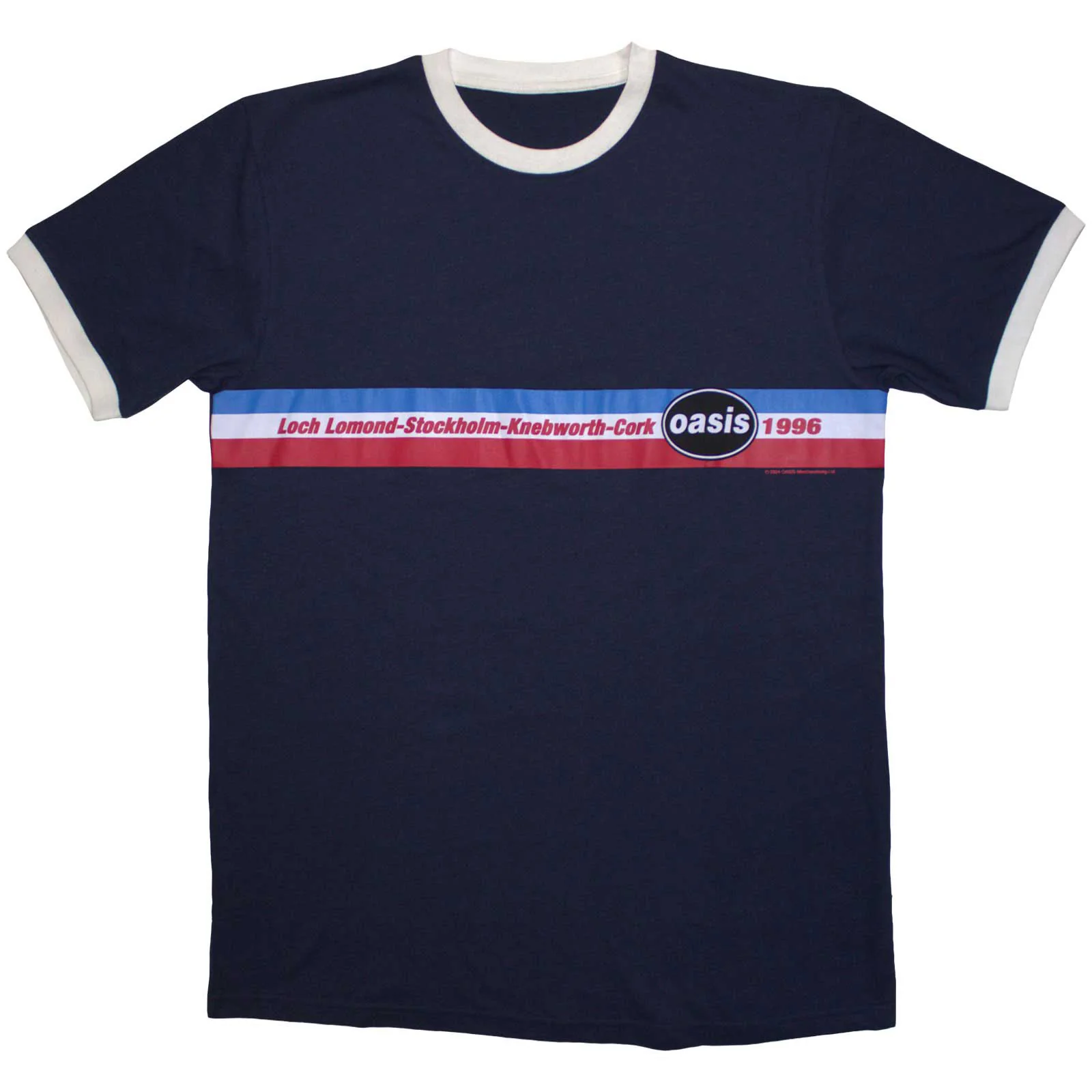 OASIS - 1996 TOUR HORIZONTAL STRIPES - Ringer T-Shirt Blue