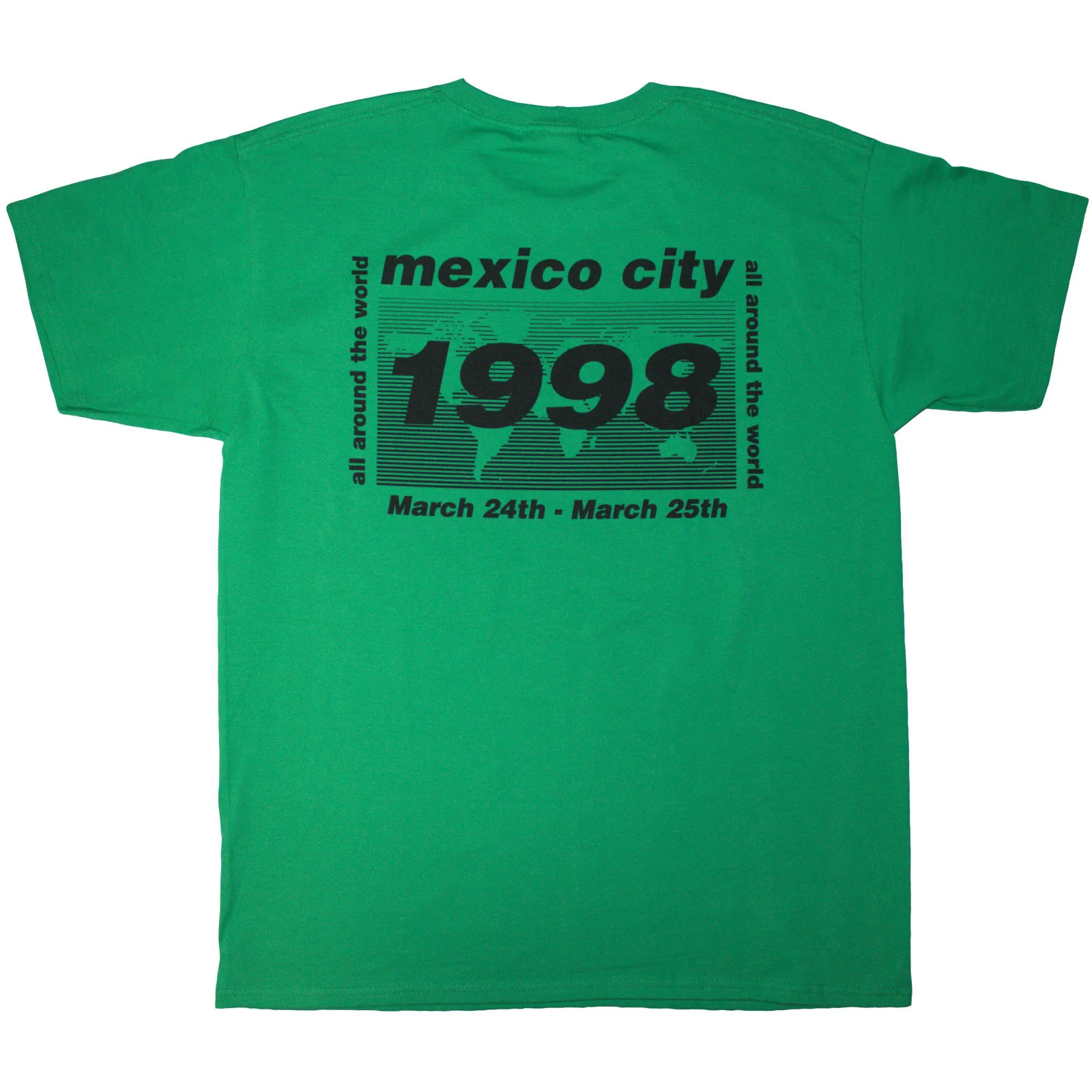 OASIS - 1998 WORLD TOUR - MEXICO CITY - T-Shirt Green (Back Print) - Image 2
