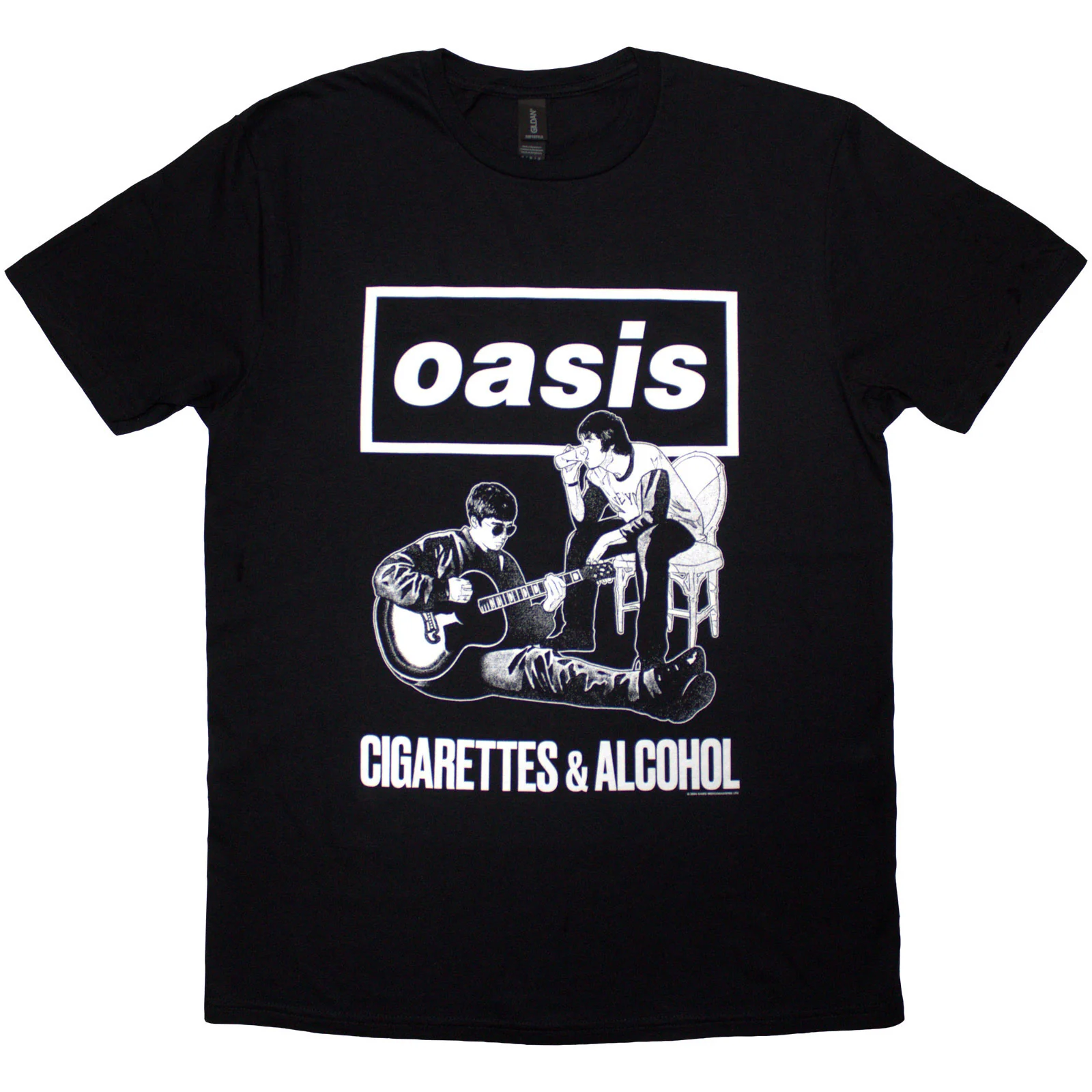 OASIS - CIGARETTES & ALCOHOL ILLUSTRATION MONO - T-Shirt Black