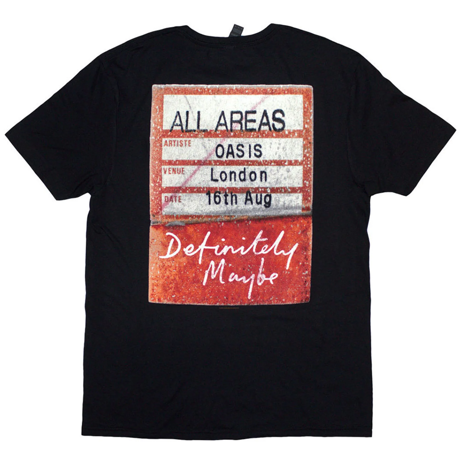 OASIS - DEFINITELY MAYBE AAA PASS - T-Shirt Black (Back Print) - Image 2