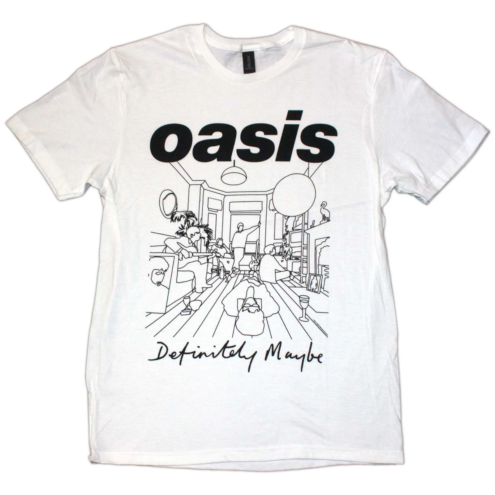 OASIS - DEFINITELY MAYBE LINE DRAWING - T-Shirt White