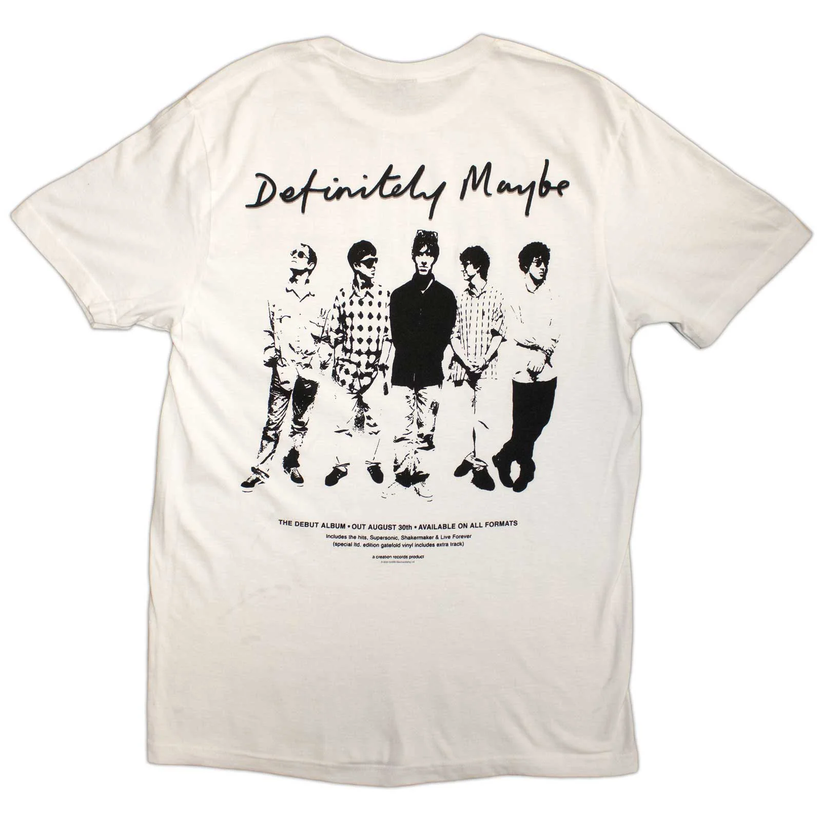 OASIS - DEFINITELY MAYBE PROMO - T-Shirt White (Back Print) - Image 2