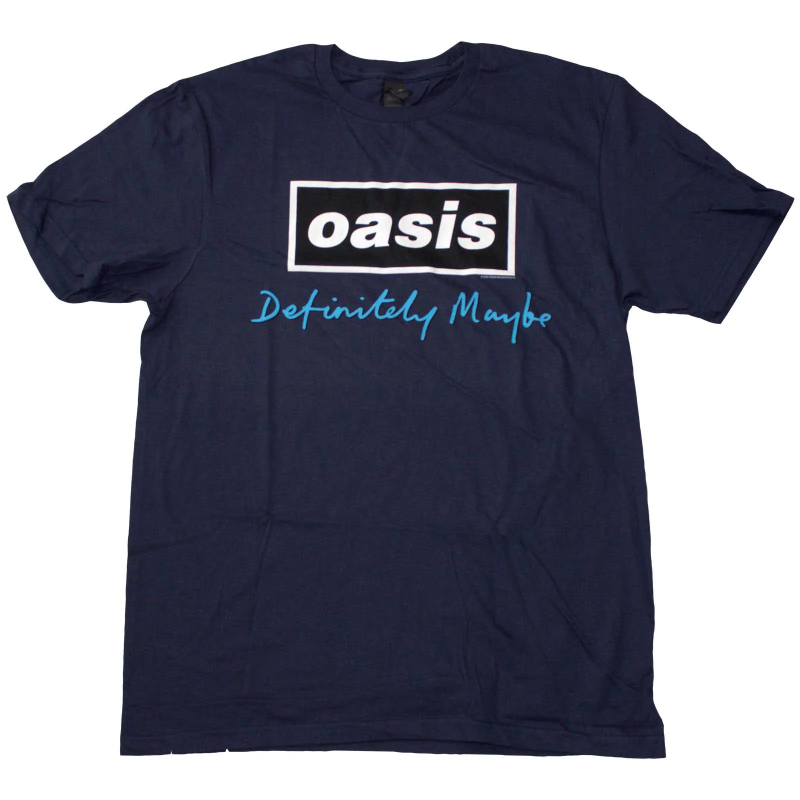 OASIS - DEFINITELY MAYBE TEXT LOGO - T-Shirt Blue