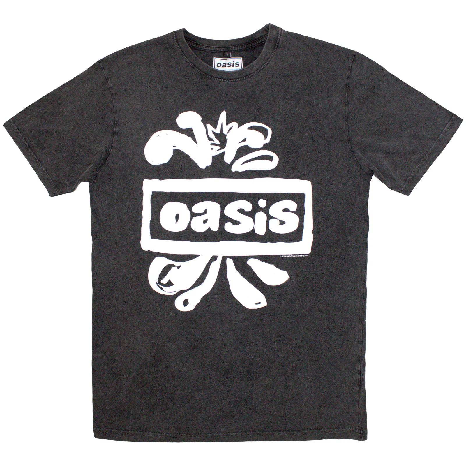OASIS - LOGO SPLAT - Stone Wash T-Shirt Grey