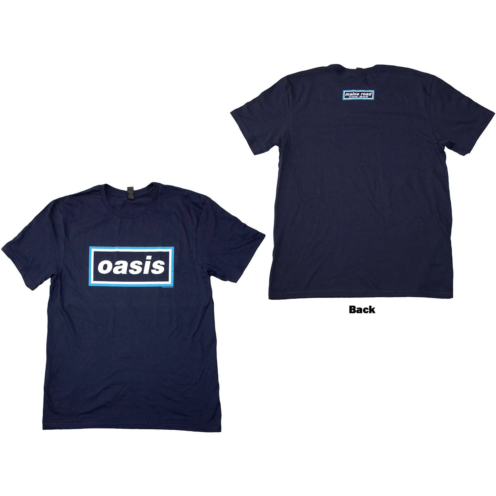OASIS - MAINE ROAD EVENT LOGO - T-Shirt Blue (Back Print)