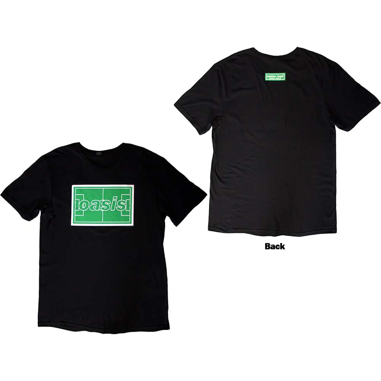 OASIS - MAINE ROAD FOOTBALL PITCH - T-Shirt Black (Back Print)