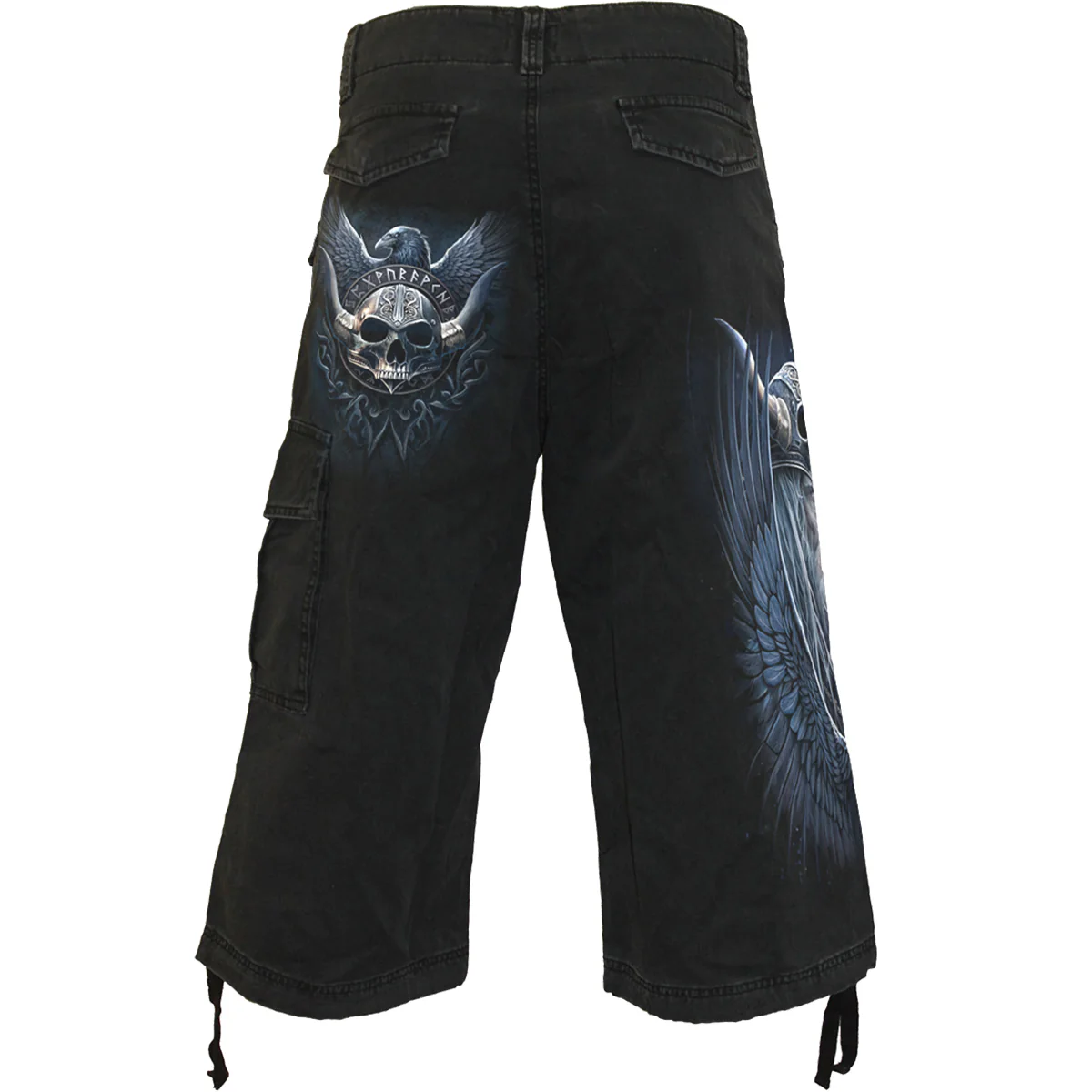ODIN'S WARRIOR - Vintage Cargo Shorts 3/4 Long Black - Image 2