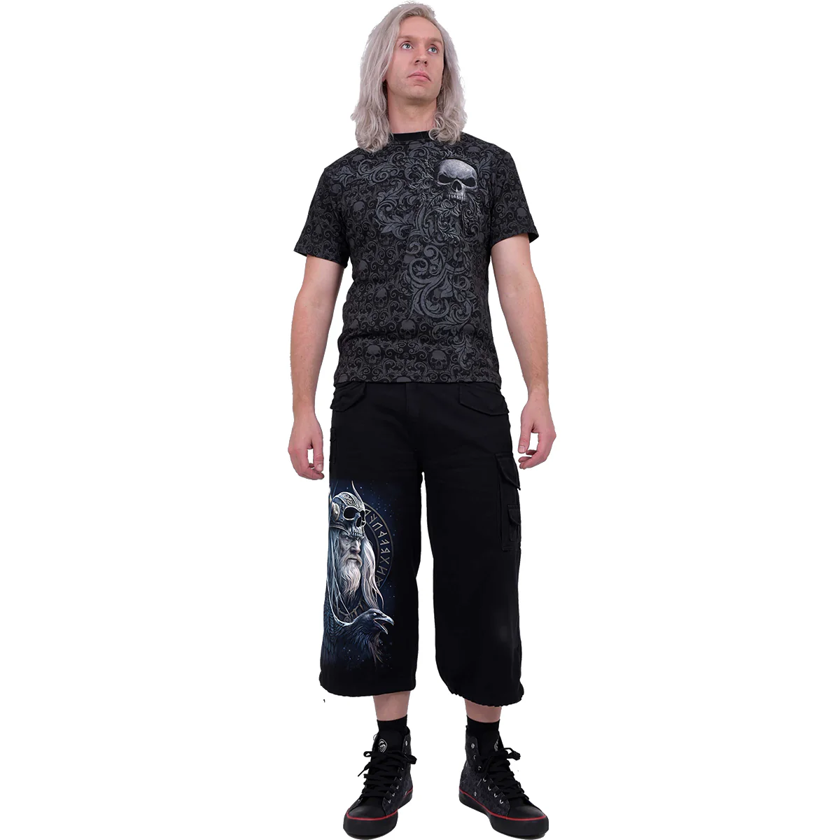 ODIN'S WARRIOR - Vintage Cargo Shorts 3/4 Long Black - Image 3