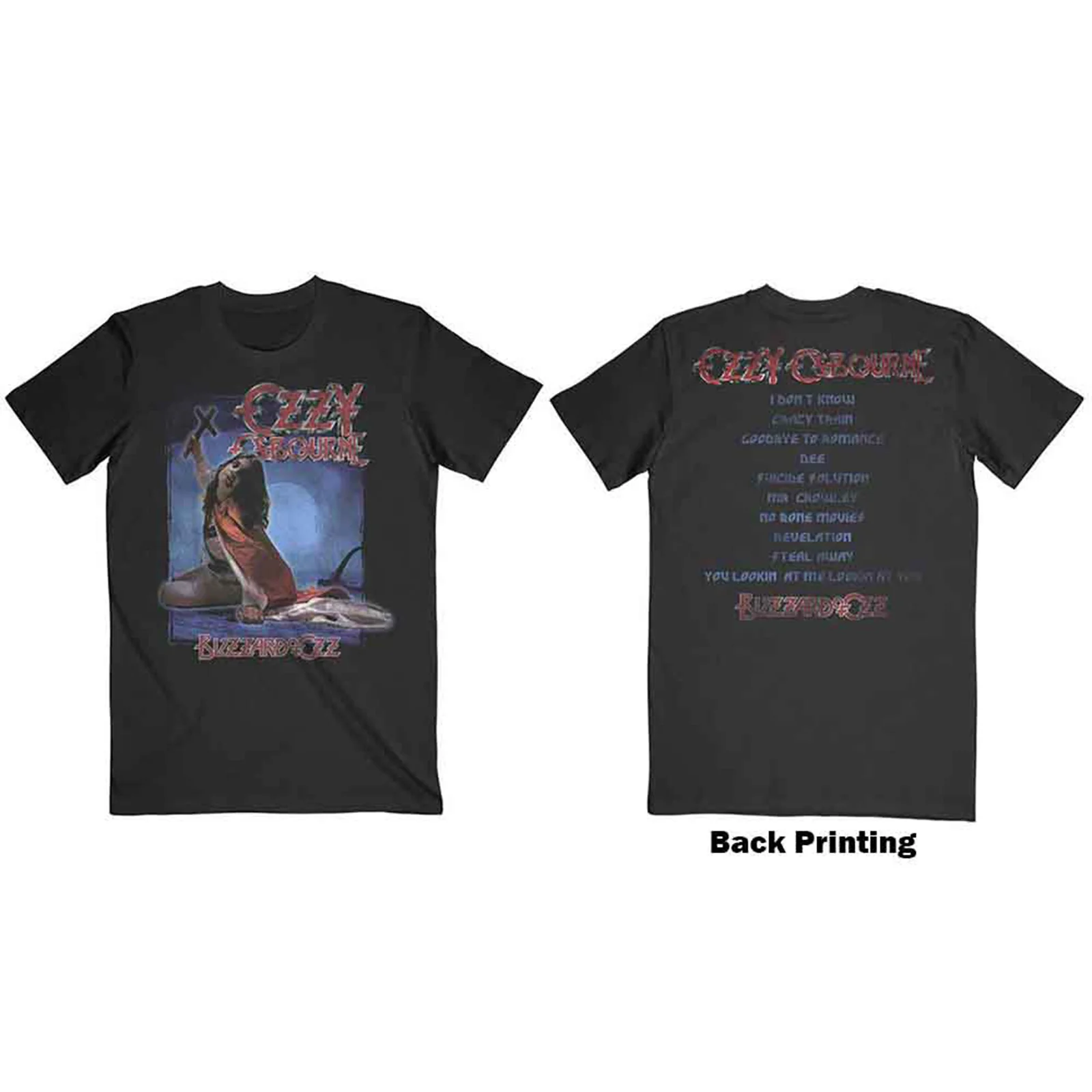OZZY OSBOURNE - BLIZZARD OF OZZ TRACK LIST - T-Shirt Black (Back Print) - Image 2