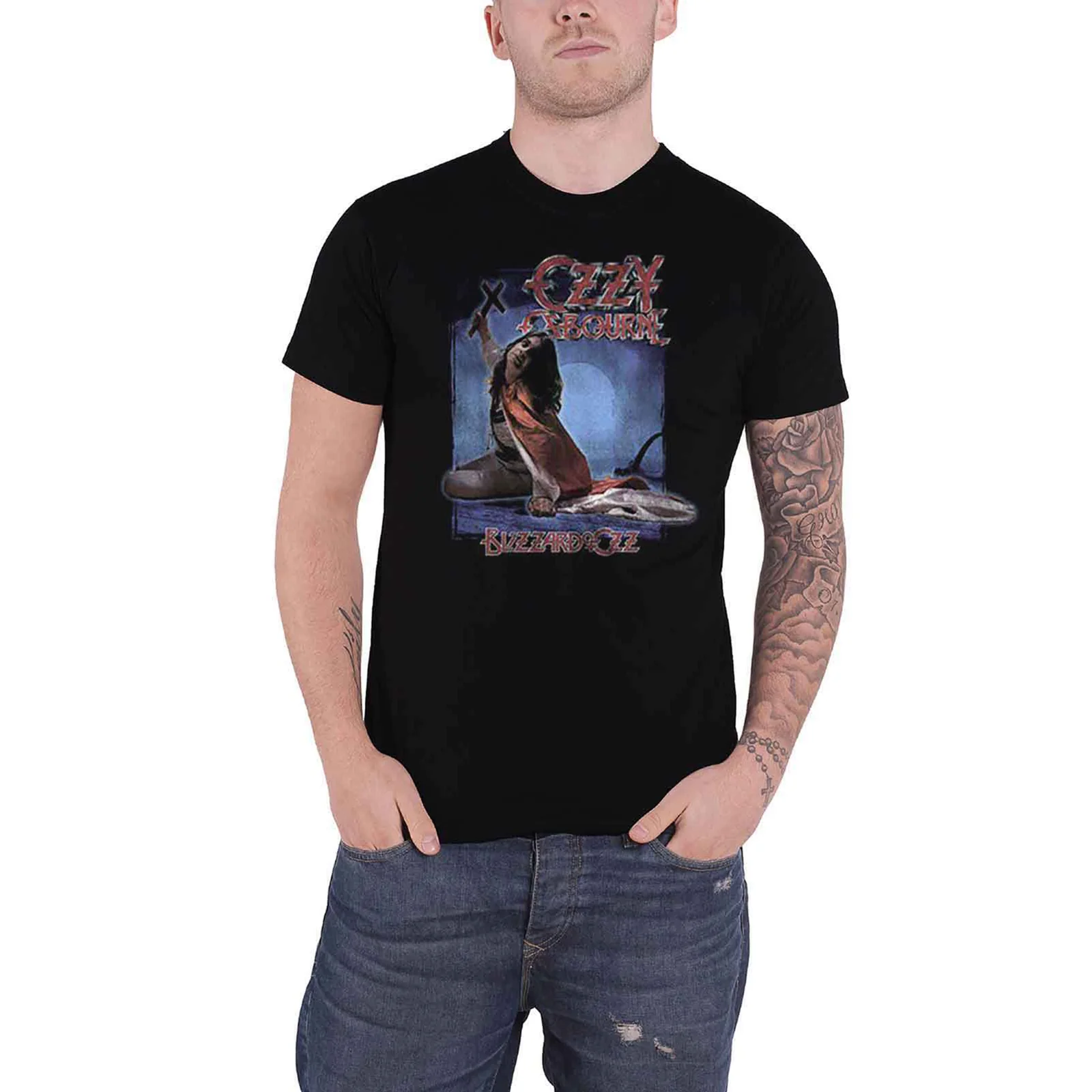OZZY OSBOURNE - BLIZZARD OF OZZ TRACK LIST - T-Shirt Black (Back Print) - Image 3