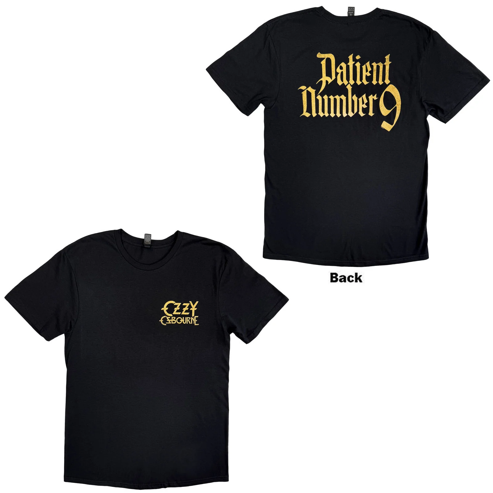 OZZY OSBOURNE - PATIENT NO. 9 GOLD LOGO - T-Shirt Black (Back Print)