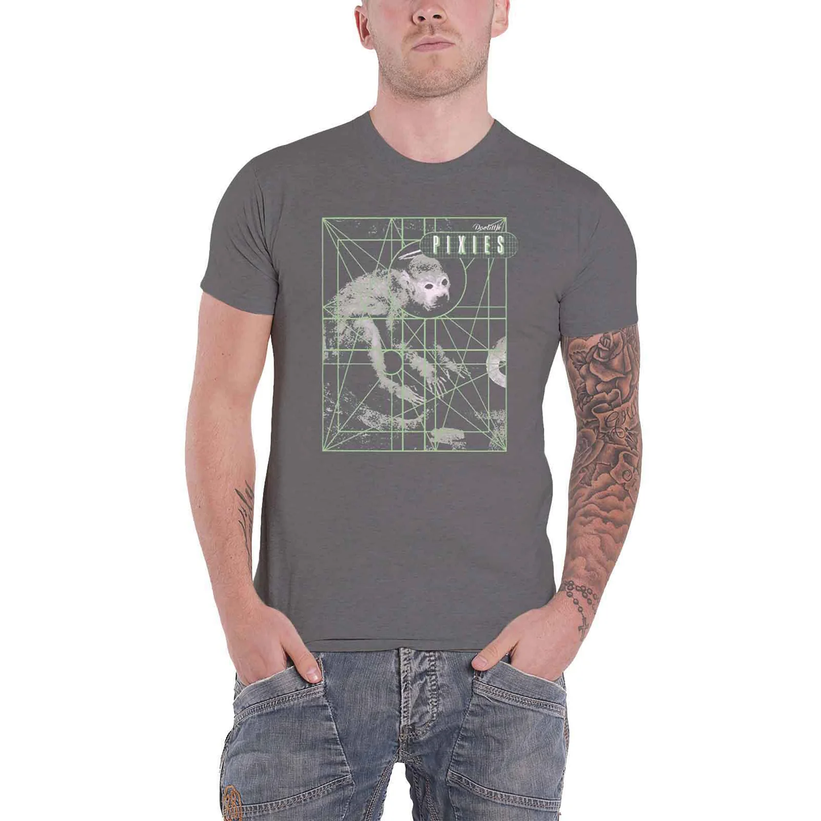 PIXIES - MONKEY GRID - T-Shirt Grey - Image 2