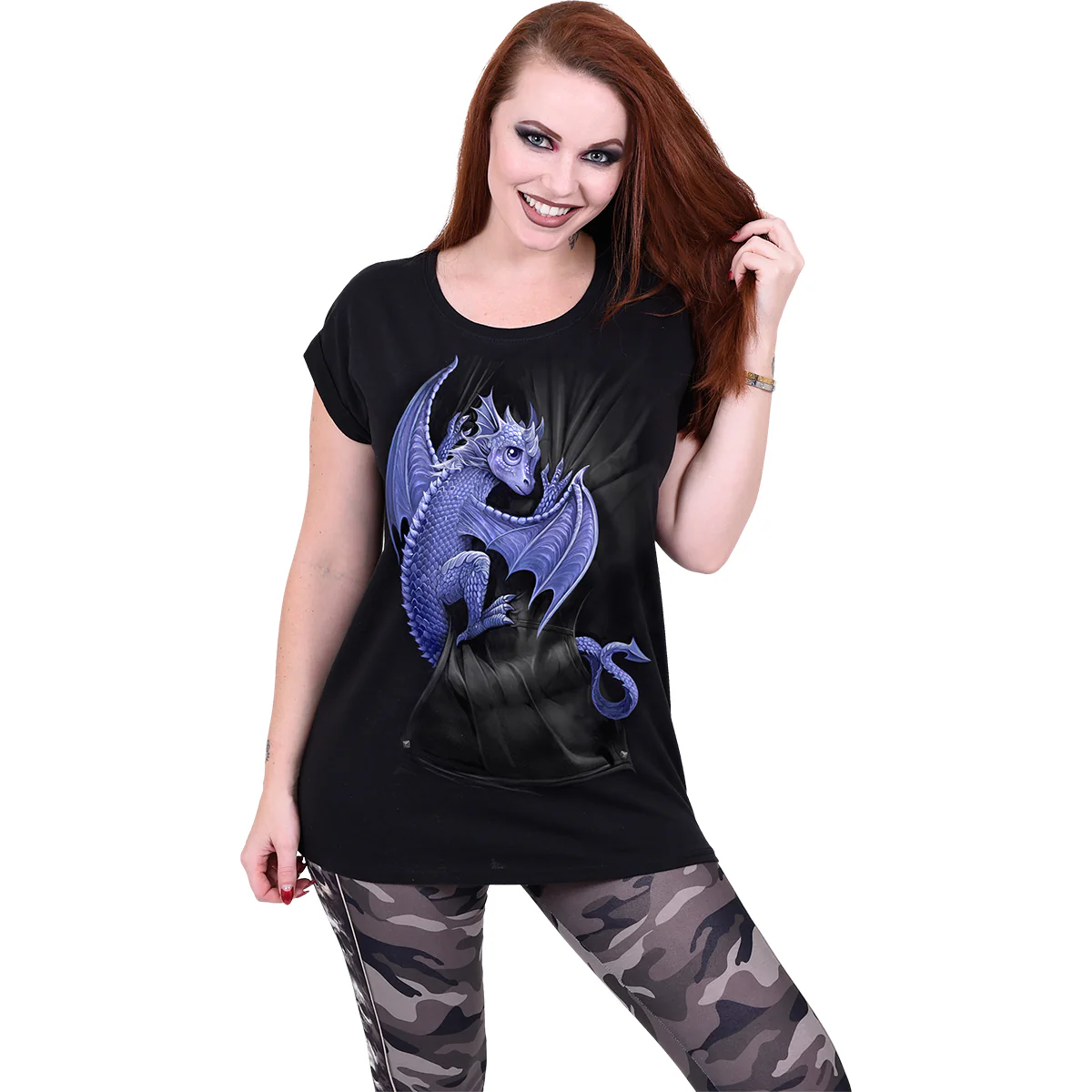 POCKET DRAGON - Turnup Sleeve Loosefit Tee - Image 2