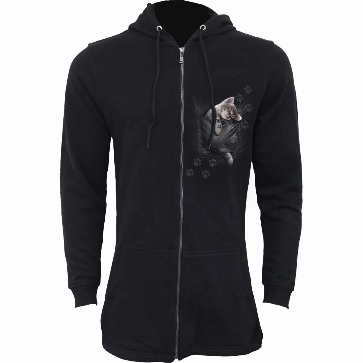 POCKET KITTEN - Ladies Fish Tail Full Zip Hoody - Zip Sleeve