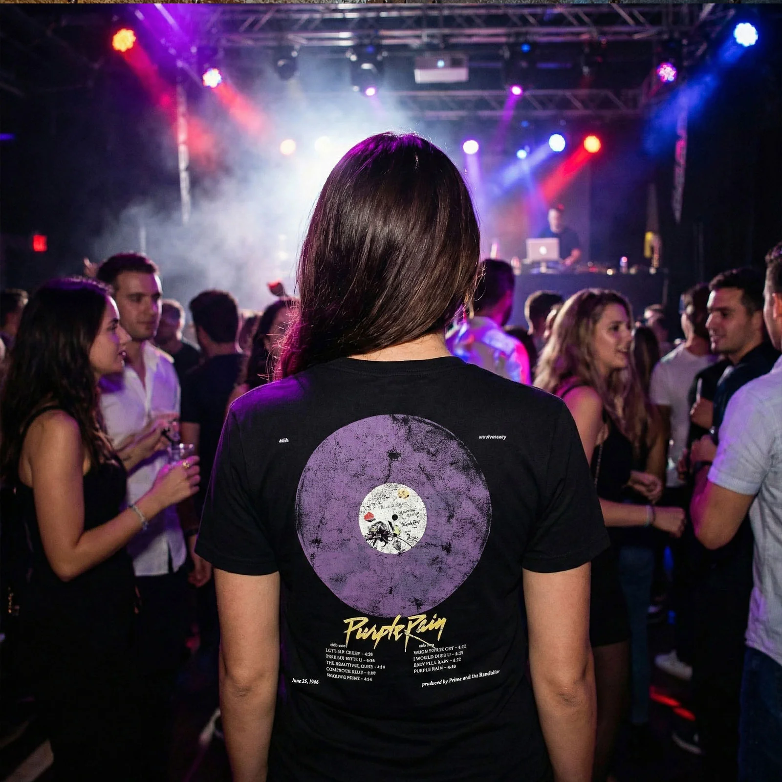 PRINCE - PURPLE RAIN 40TH ANNIVERSARY - Carbon T-Shirt Black (Back Print) - Image 4