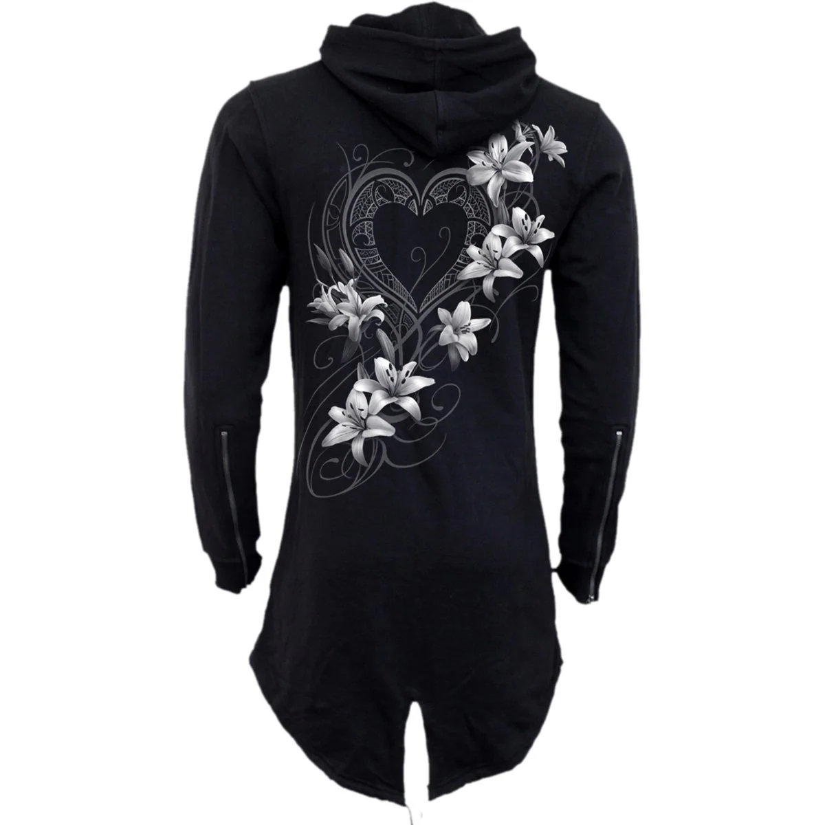 PURE OF HEART - Ladies Fish Tail Full Zip Hoody - Zip Sleeve - Image 2