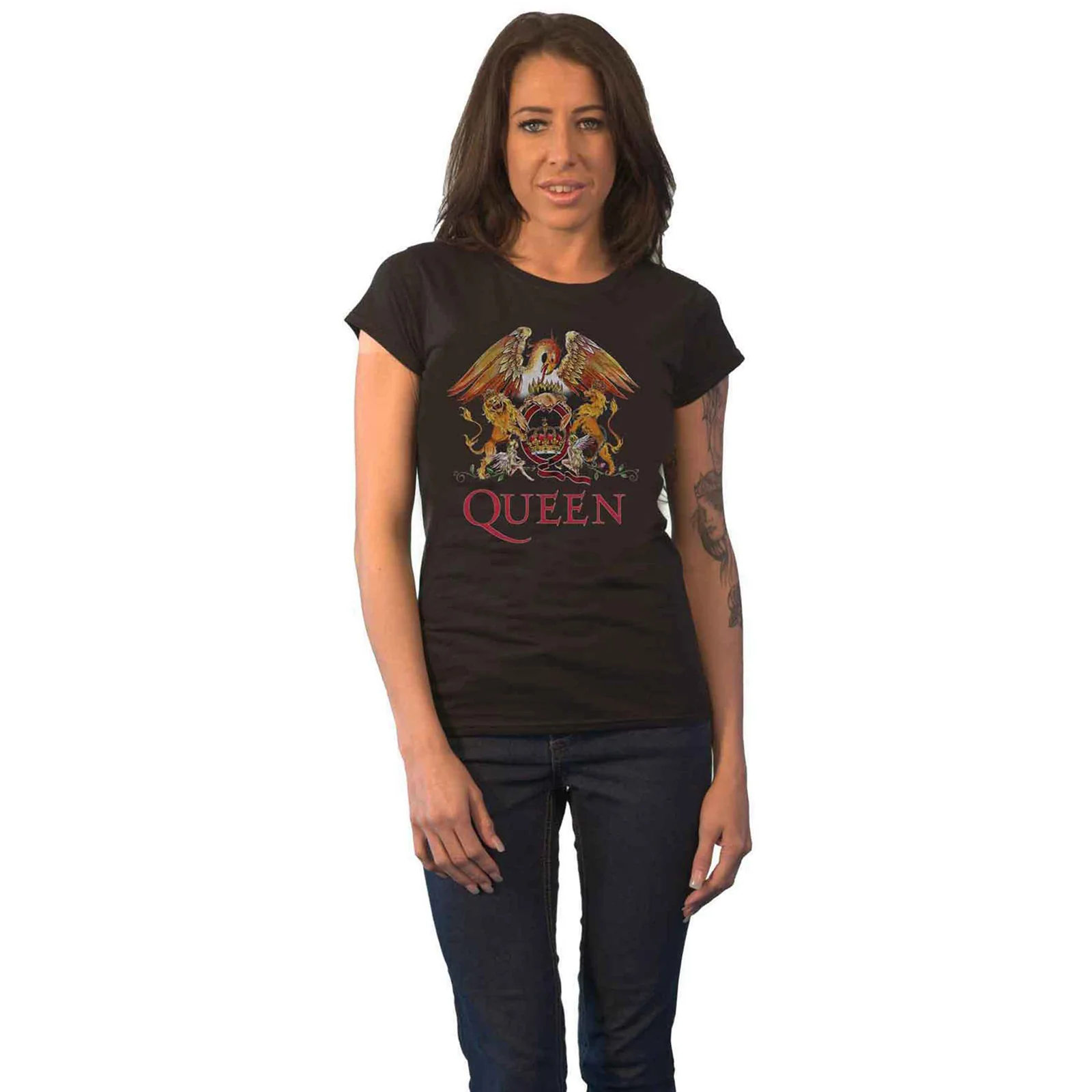 QUEEN - CLASSIC CREST - Ladies T-Shirt Black - Image 2