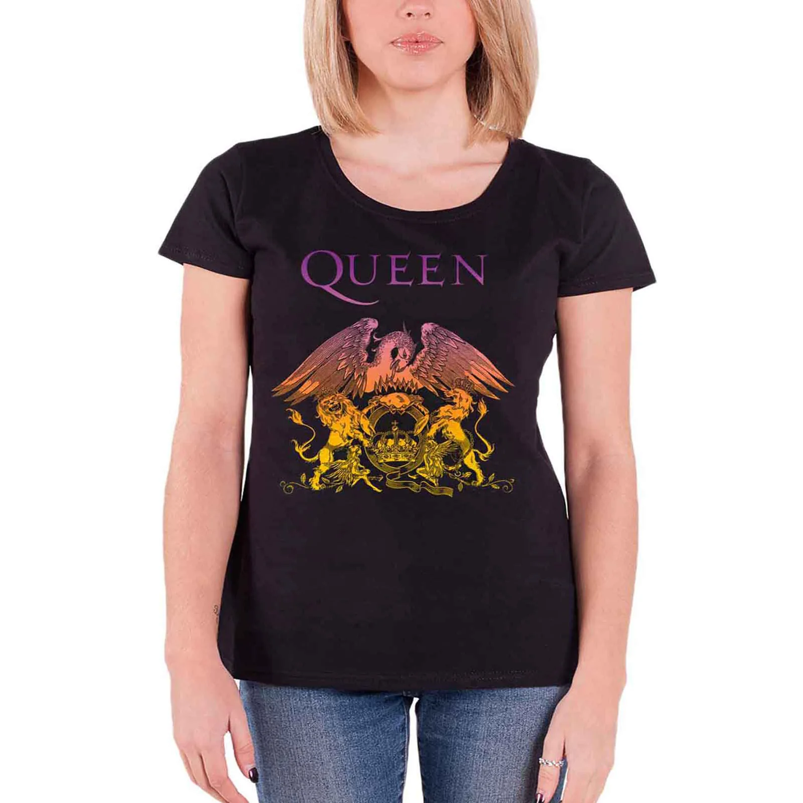 QUEEN - GRADIENT CREST - Ladies T-Shirt Black - Image 2