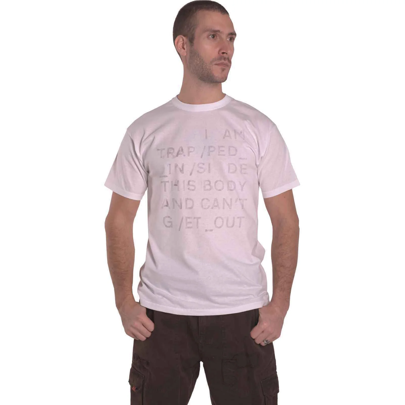 RADIOHEAD - TRAPPED - T-Shirt White (Back Print) - Image 3