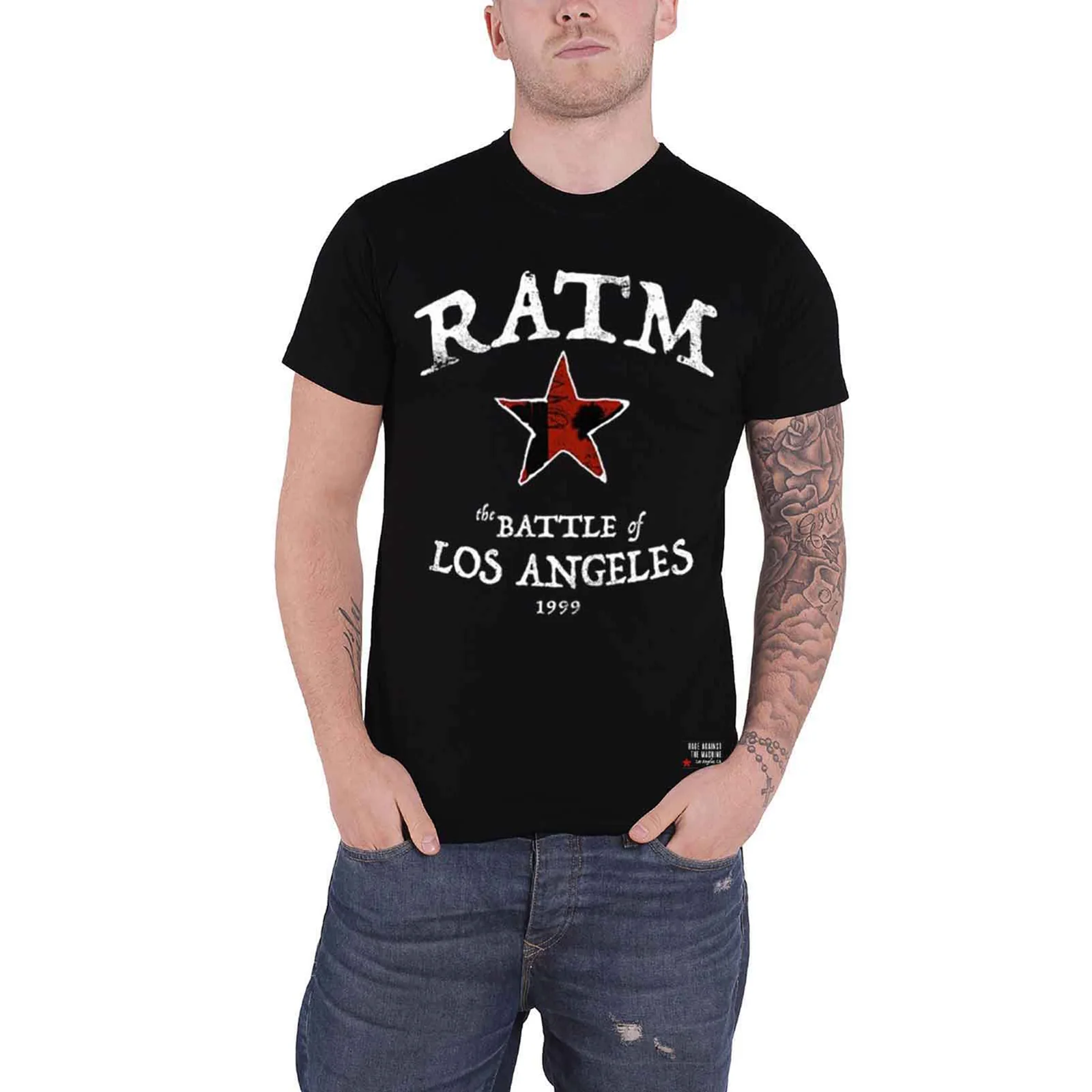 RAGE AGAINST THE MACHINE - BATTLE STAR - T-Shirt Black (Back Print) - Image 3