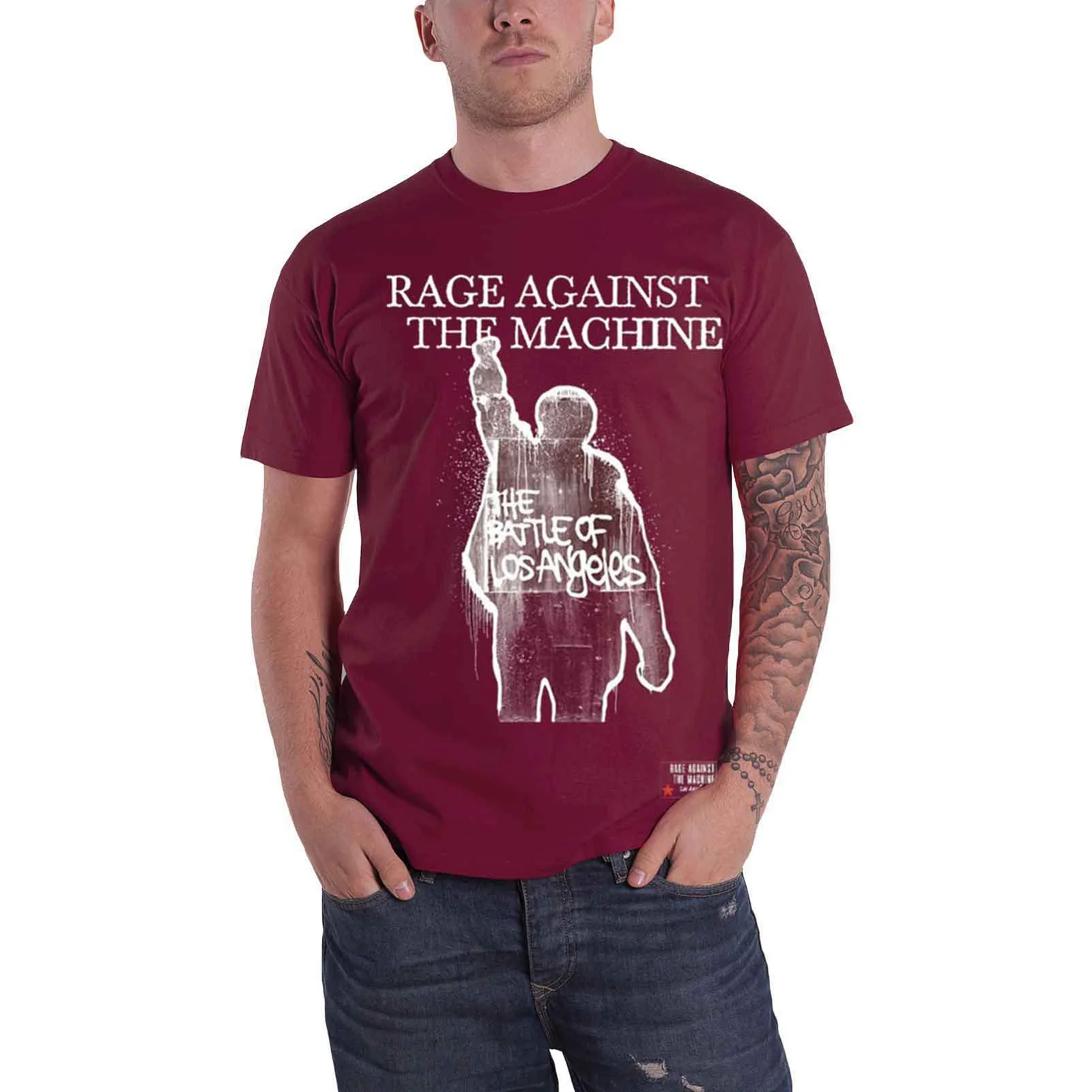 RAGE AGAINST THE MACHINE - BOLA ALBUM COVER - T-Shirt Red (Back Print) - Image 3