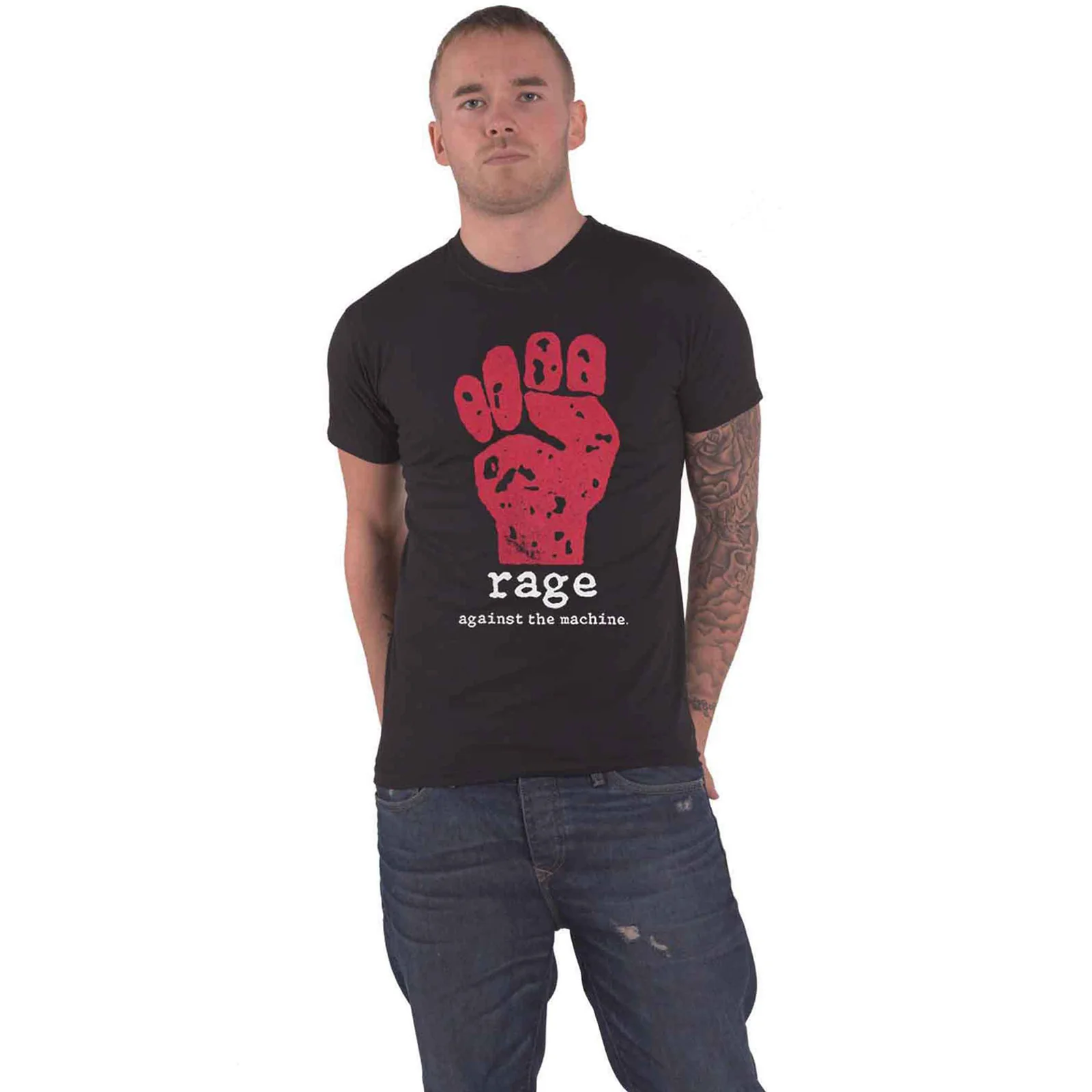 RAGE AGAINST THE MACHINE - RED FIST - T-Shirt Black (Back Print) - Image 3