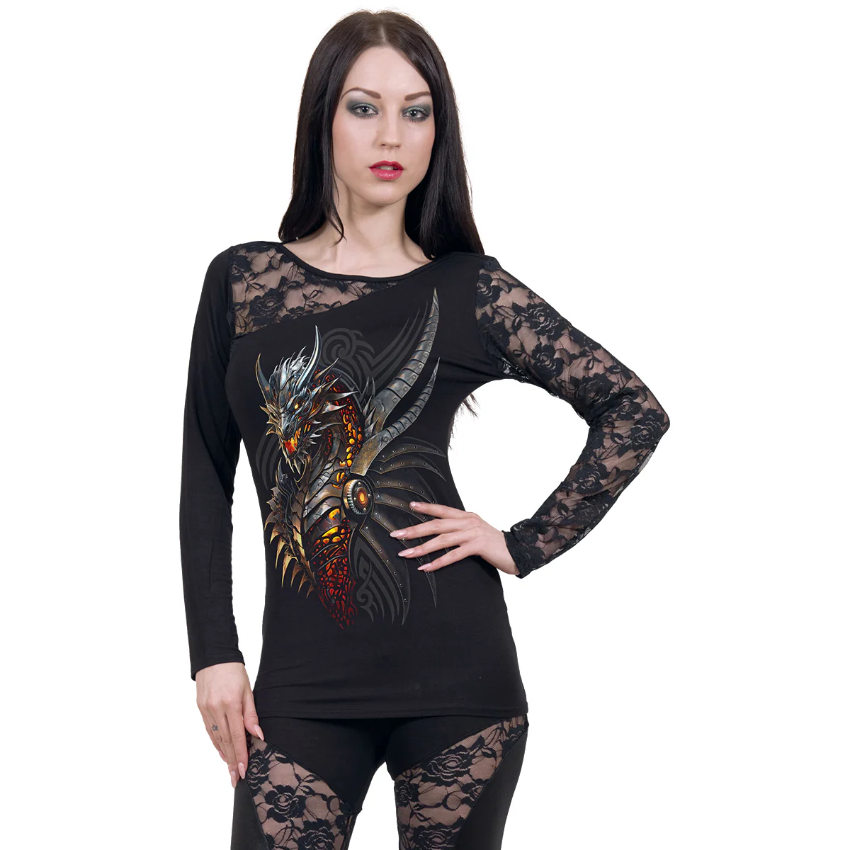 RAZOR BACK - Lace One Shoulder Top Black - Image 2