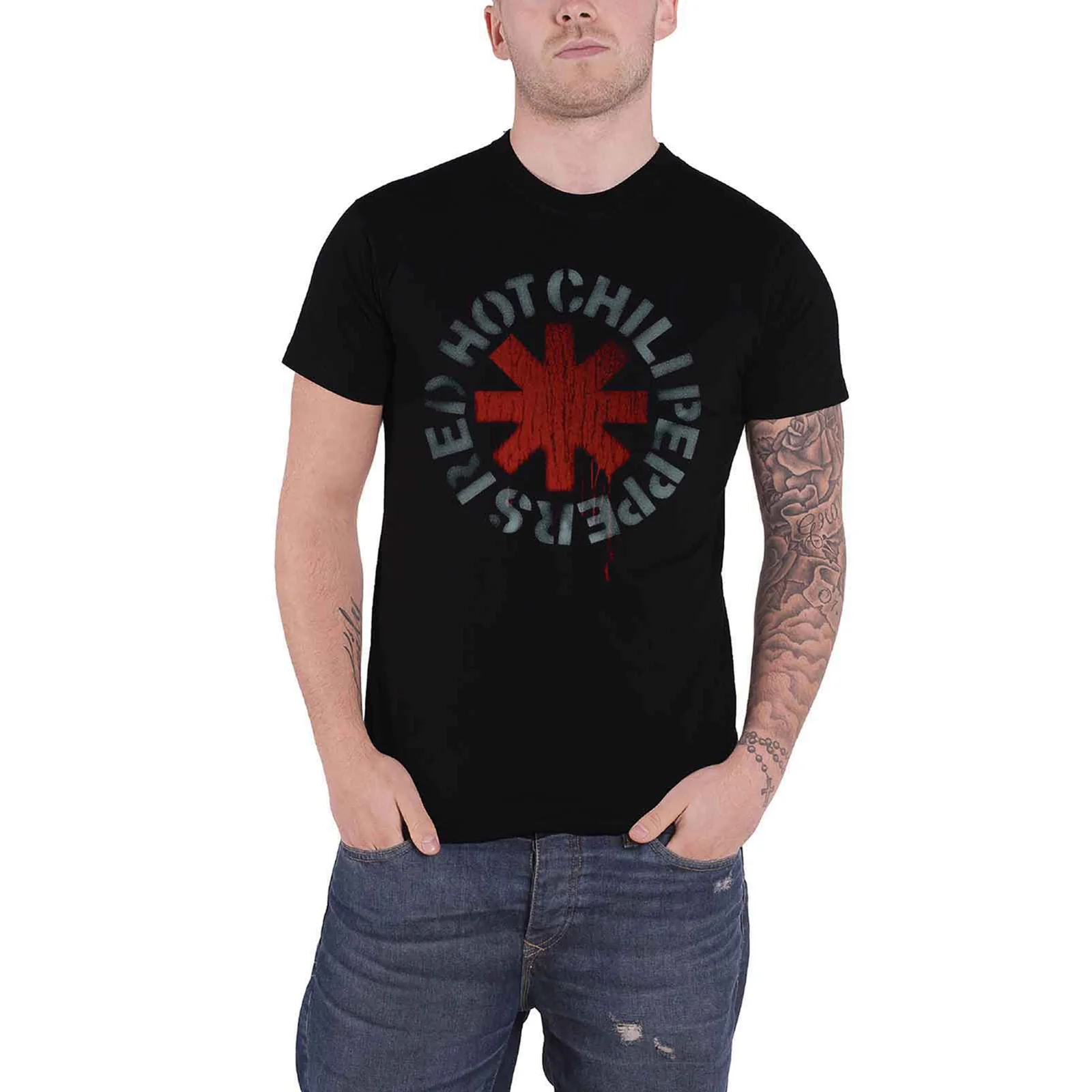 RED HOT CHILI PEPPERS - STENCIL - T-Shirt Black - Image 2