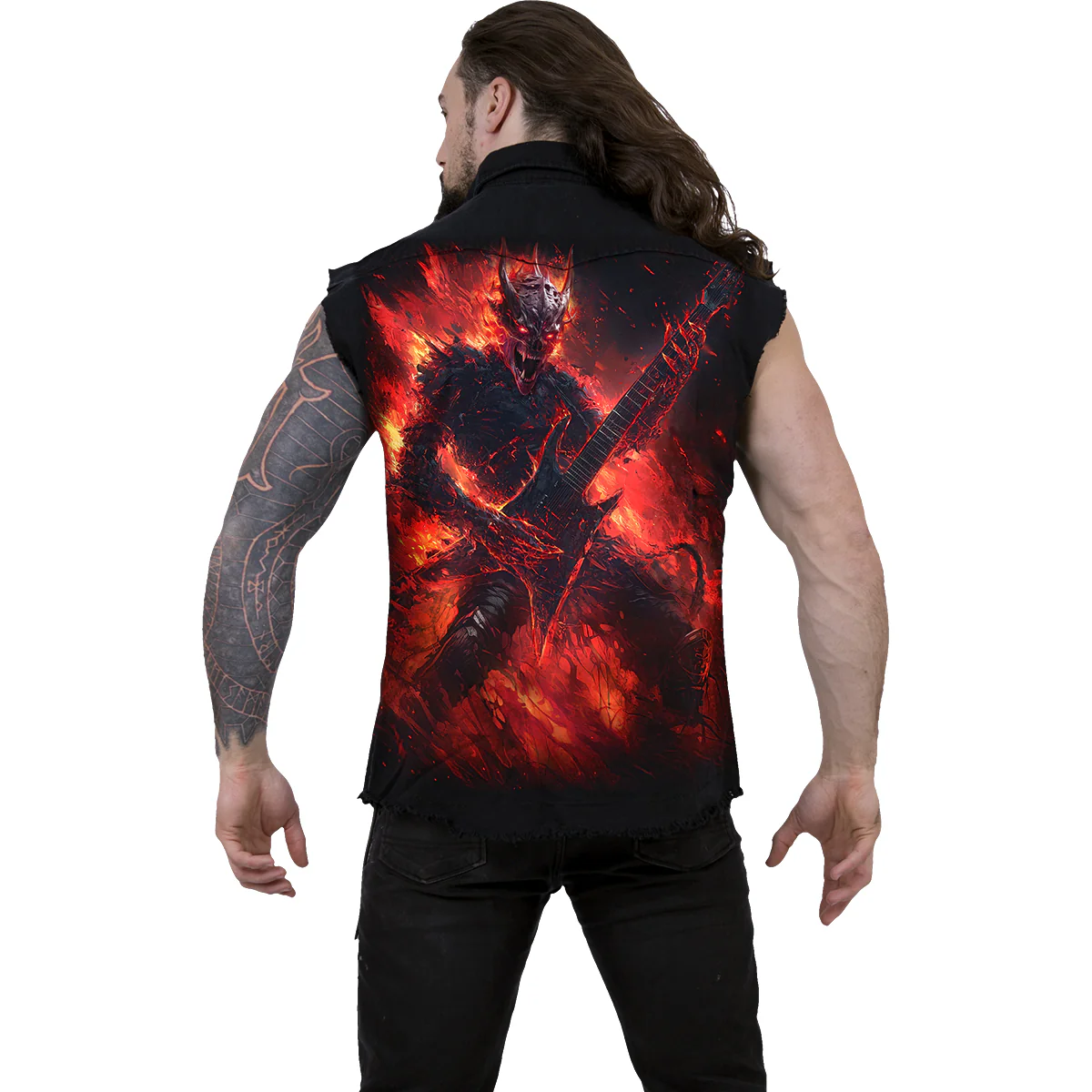 RIFF BURNER - Sleeveless Stone Washed Worker Black - Image 3