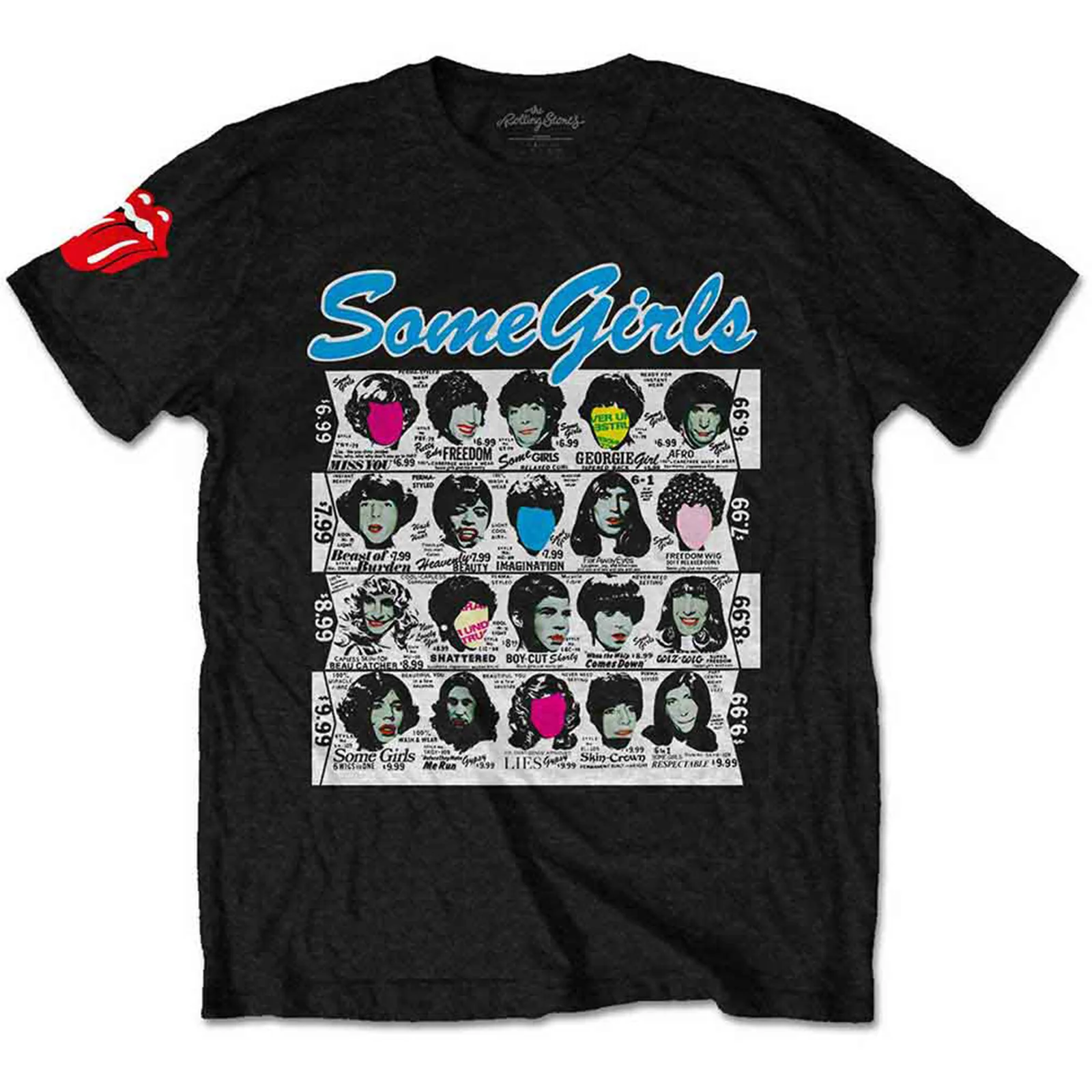 THE ROLLING STONES - SOME GIRLS ALBUM - T-Shirt Black (Sleeve Print)