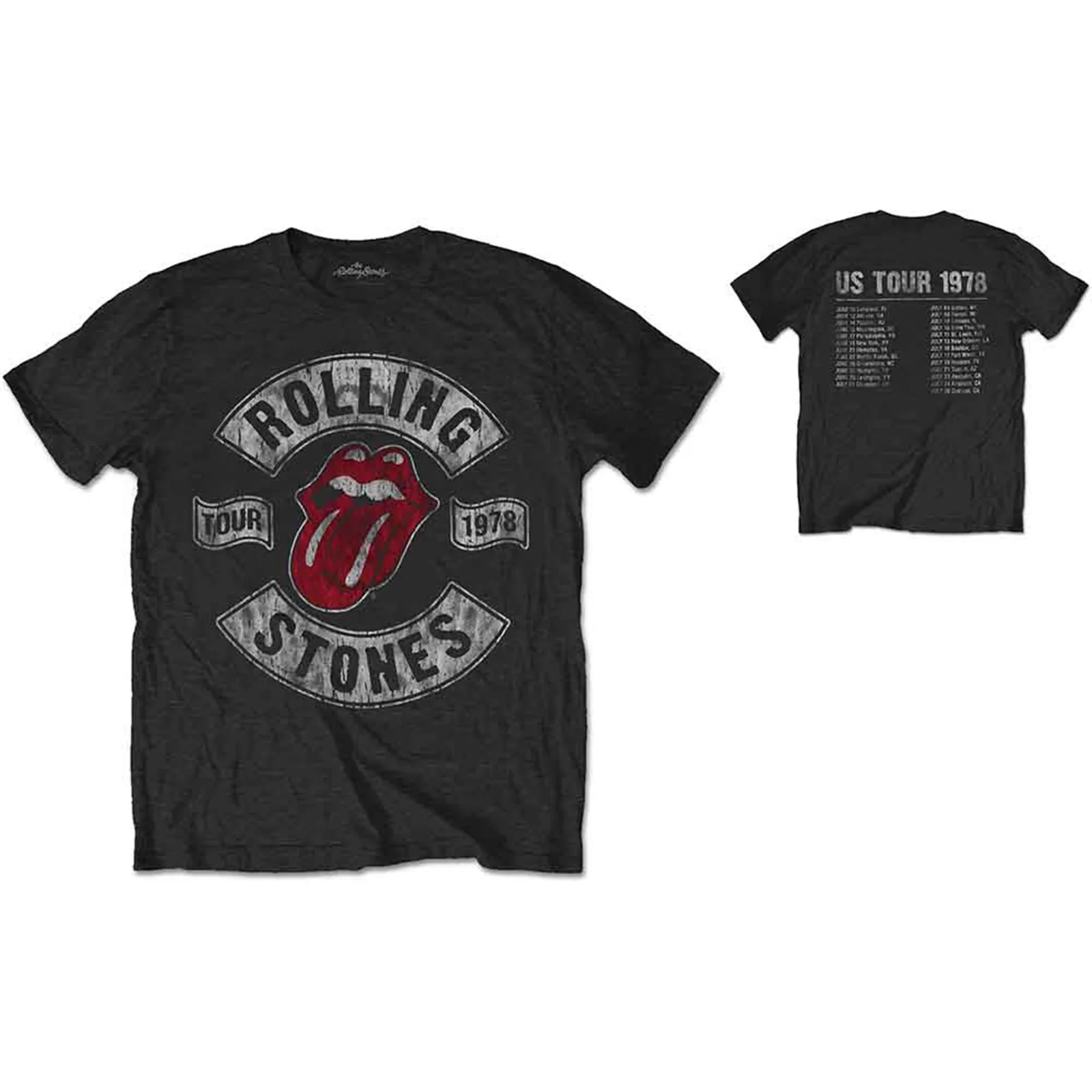 THE ROLLING STONES - US TOUR 1978 - T-Shirt Black (Back Print)