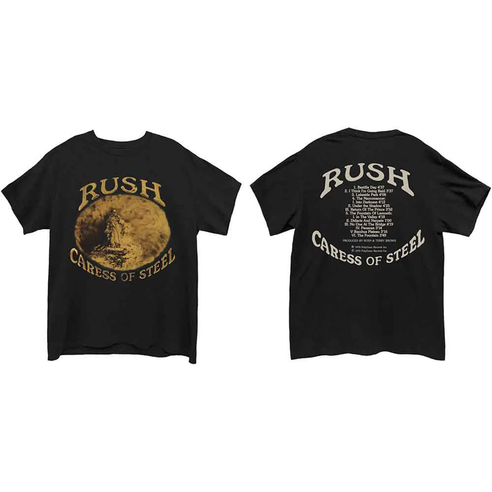RUSH - CARESS OF STEEL - T-Shirt Black (Back Print) - Image 2