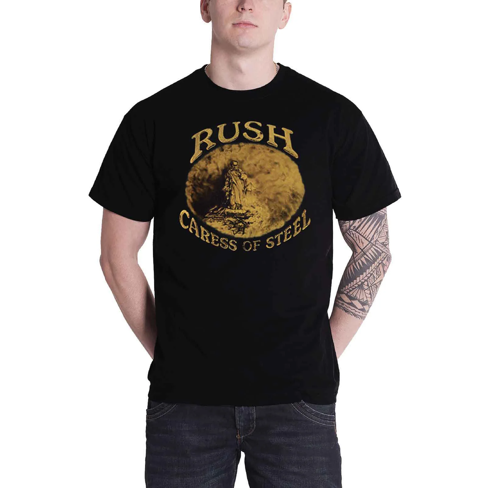 RUSH - CARESS OF STEEL - T-Shirt Black (Back Print) - Image 3