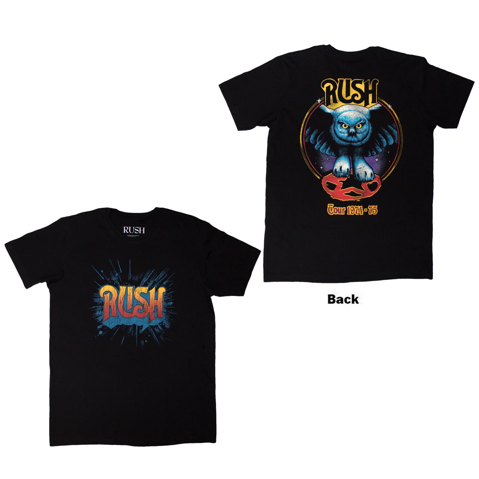 RUSH - TOUR '74-'75 - T-Shirt Black (Back Print)