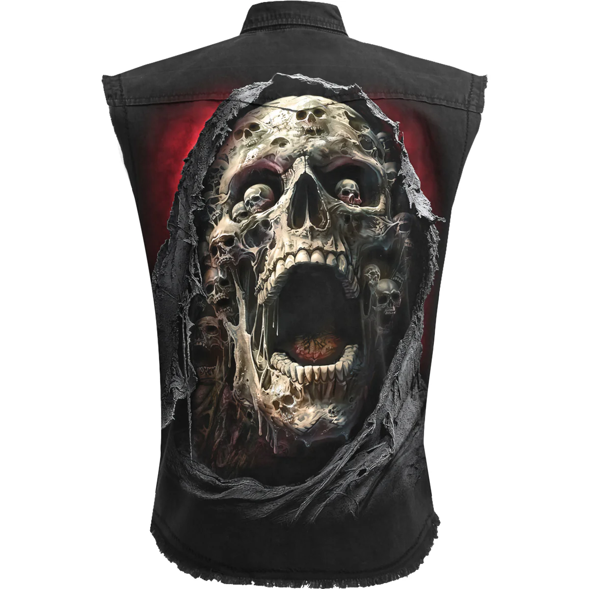 SCREAMING DEATH - Sleeveless Stone Washed Worker Black - Image 2