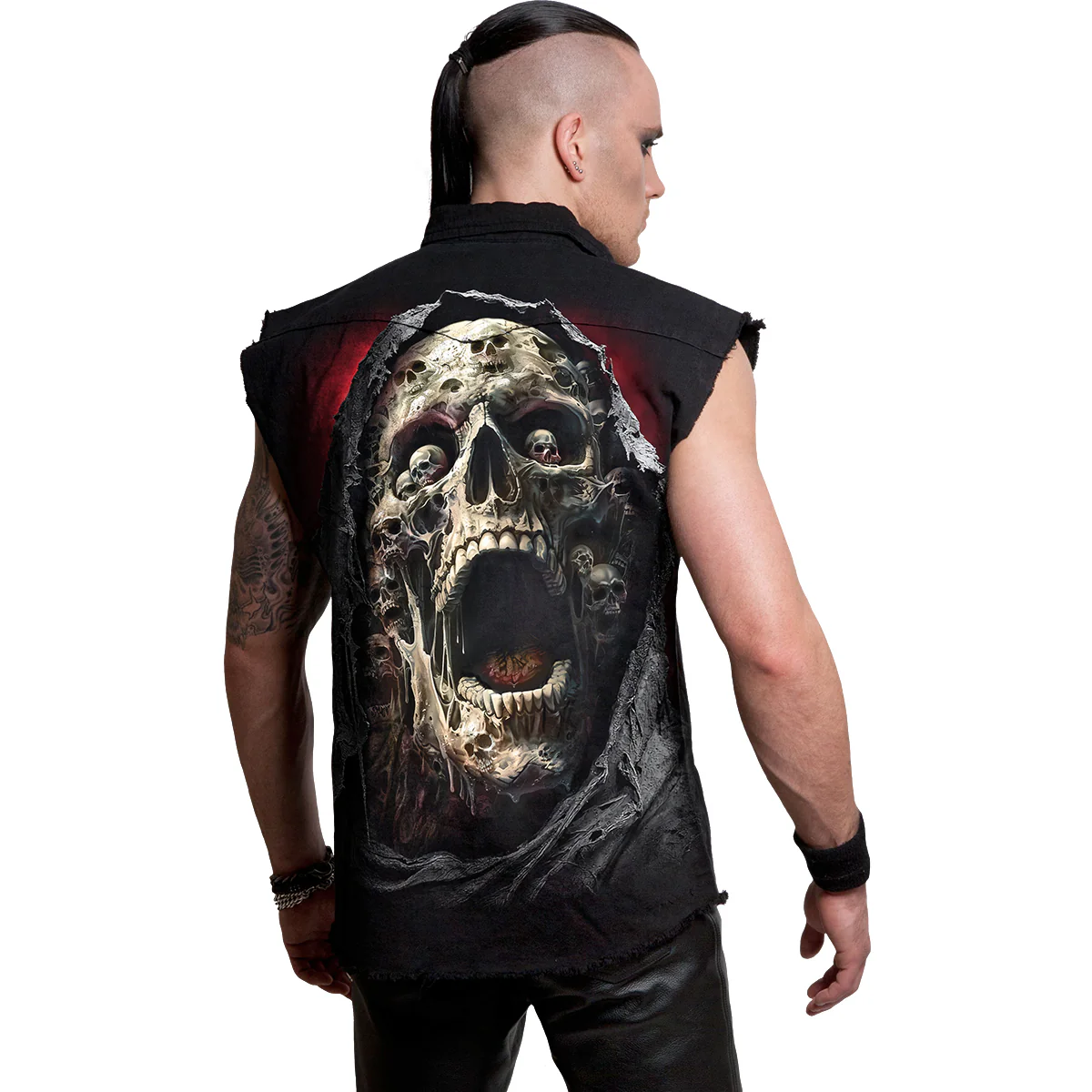 SCREAMING DEATH - Sleeveless Stone Washed Worker Black - Image 3